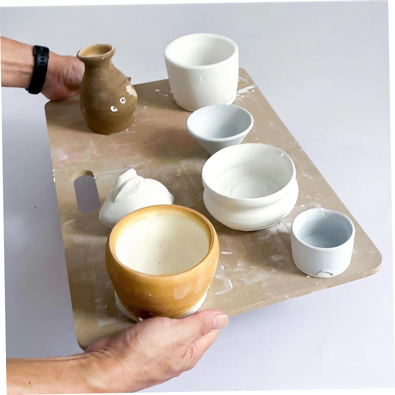 MDF Board, Clay Wedging Board for Pottery - Medium MDF Clay with Handle, 11.73x17.64 Inch Stable Work Surface for Ceramics & Sculpting, Wedging