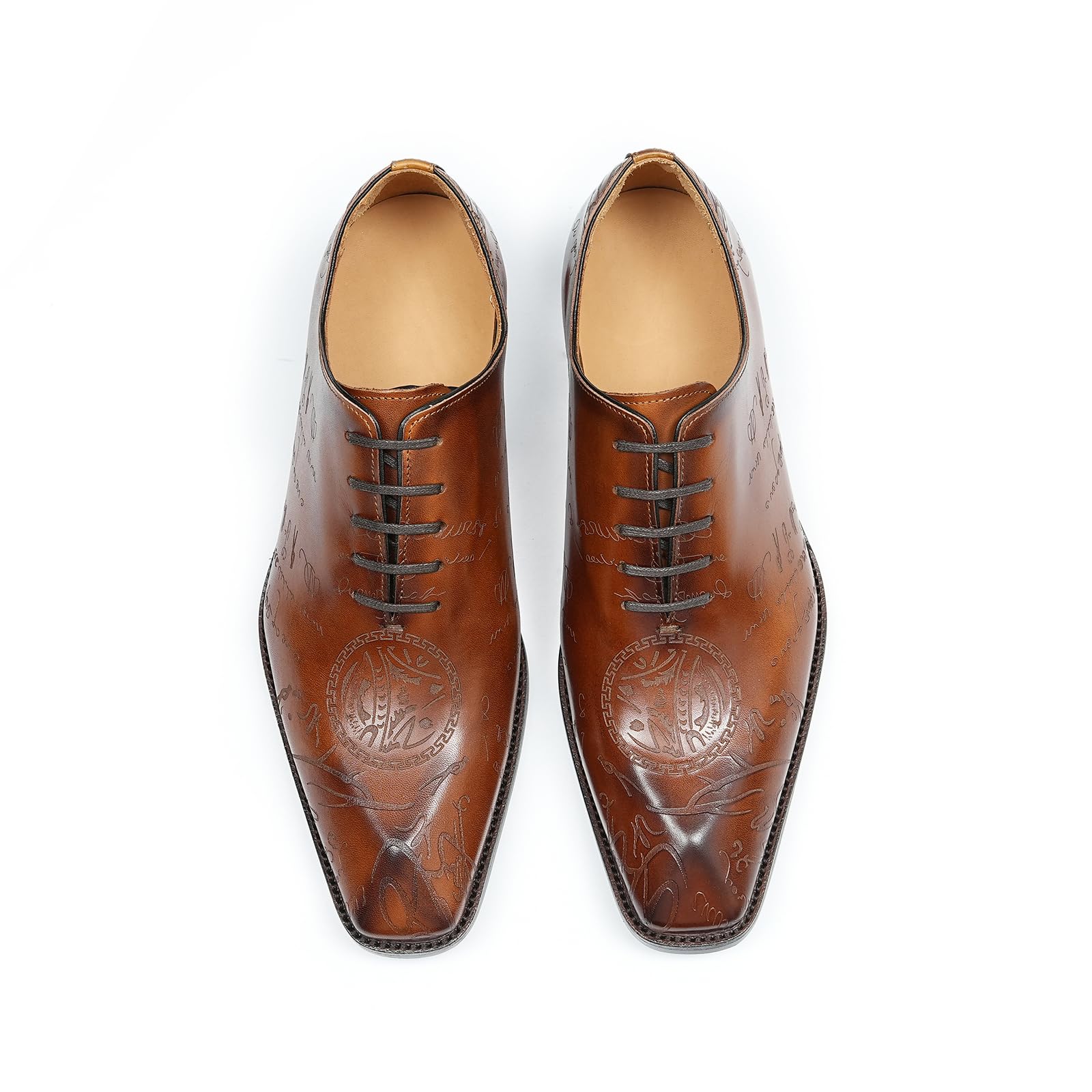 Oxfords da Uomo in Pelle con Punta Quadrata Brogues Formali Affari Scarpe Eleganti Stringate Basse Vintage