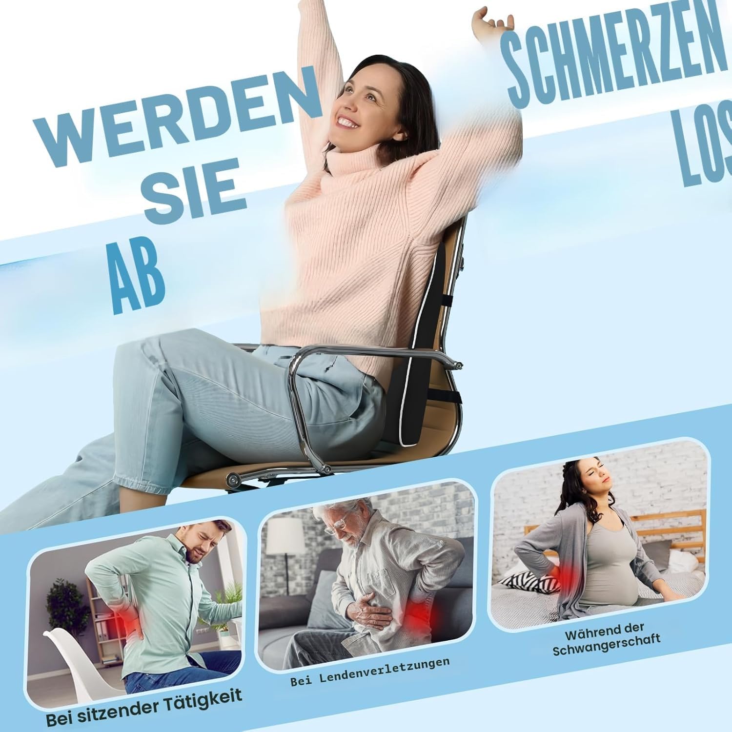 SUPA MODERN Cuscino di supporto lombare per sedia da ufficio, in memory foam, per alleviare il dolore lombare