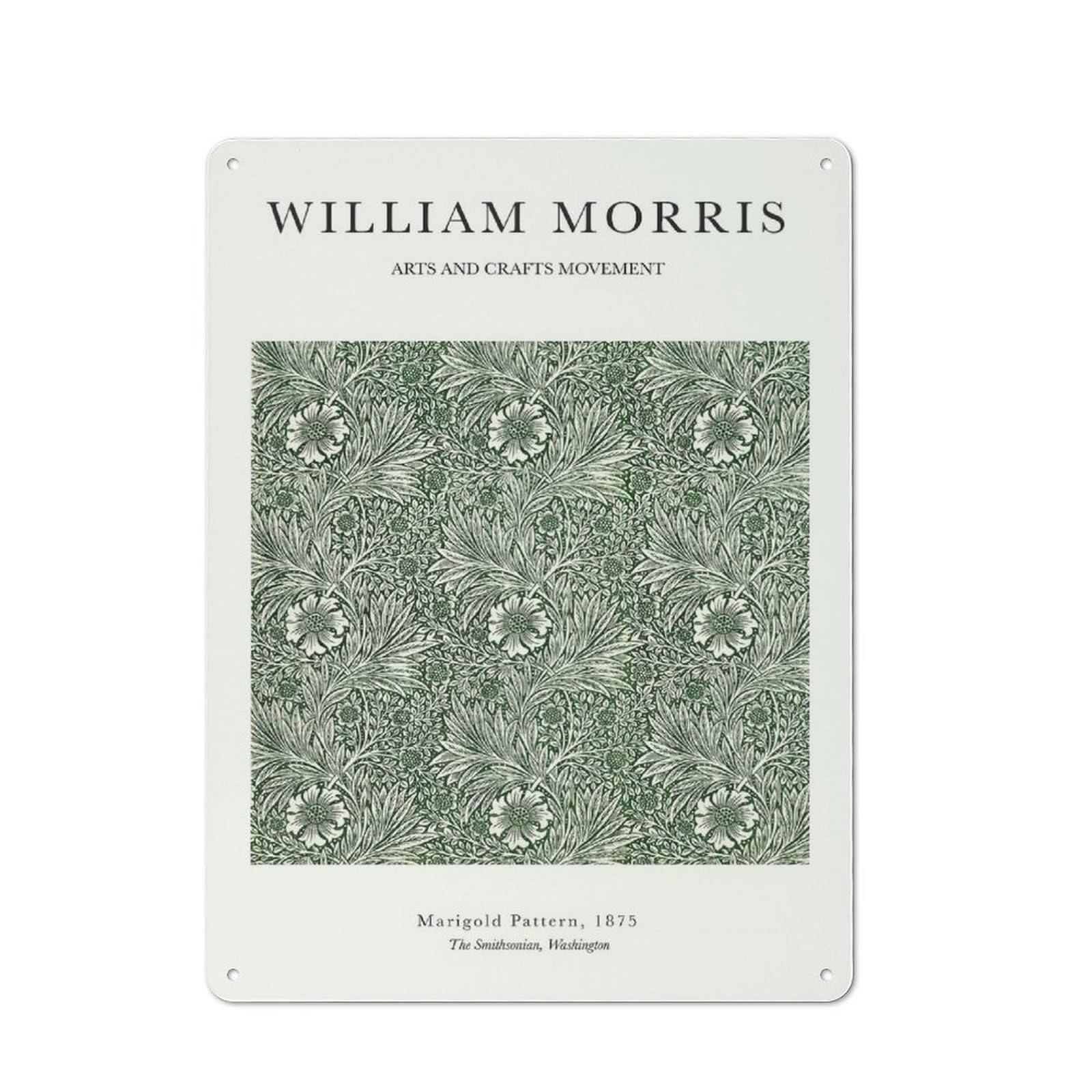 Junmoney Style-17 Metal Wall Sign 40X30cm Featuring William Morris Marigold For Pub Or Café, Housewarming Wall Decor For People Furnishing Pub And Café