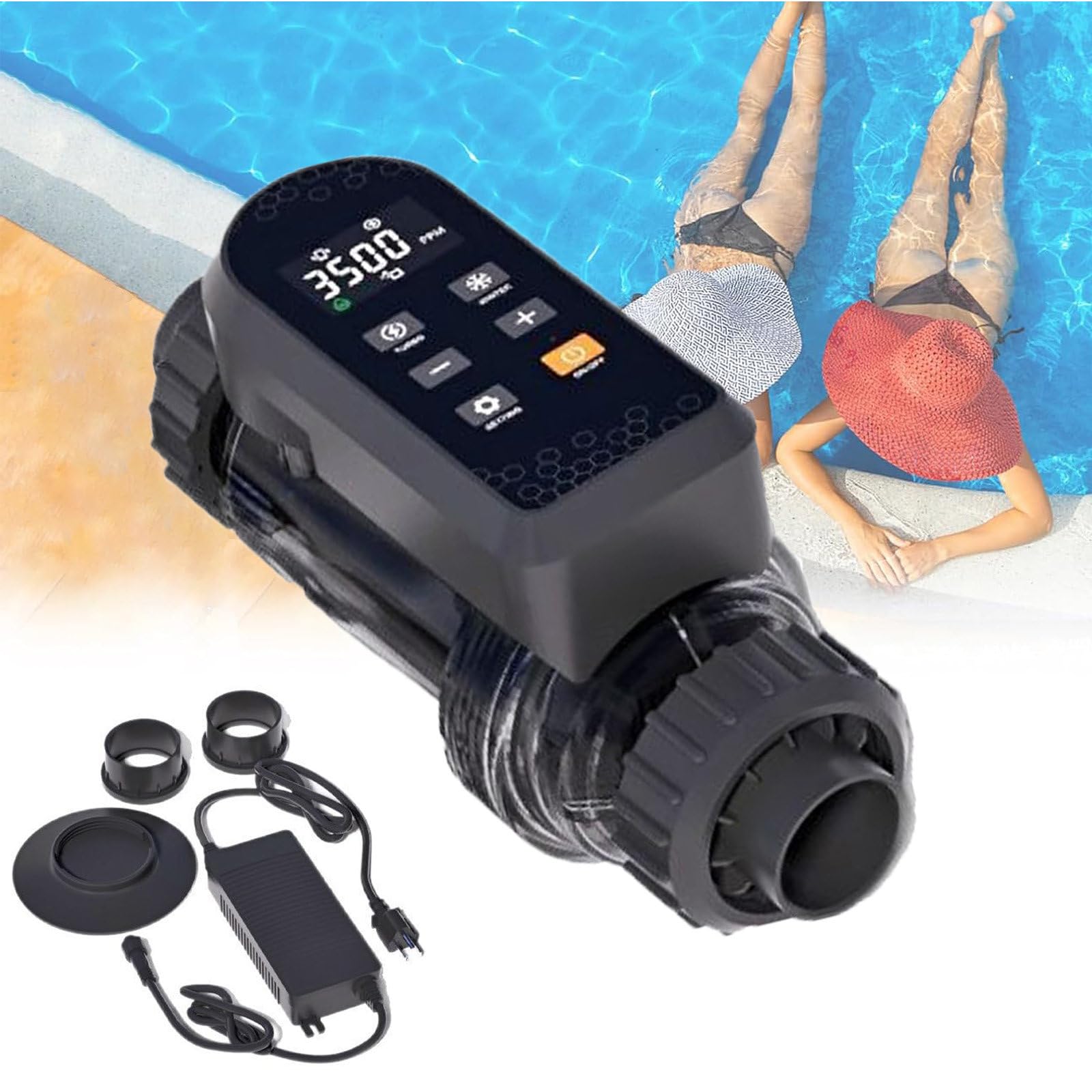Système de chlorinateur de piscine d'eau salée, générateur de chlore de 40 g/h avec panneau numérique intelligent, pour piscines creusées jusqu'à 50 K gallons