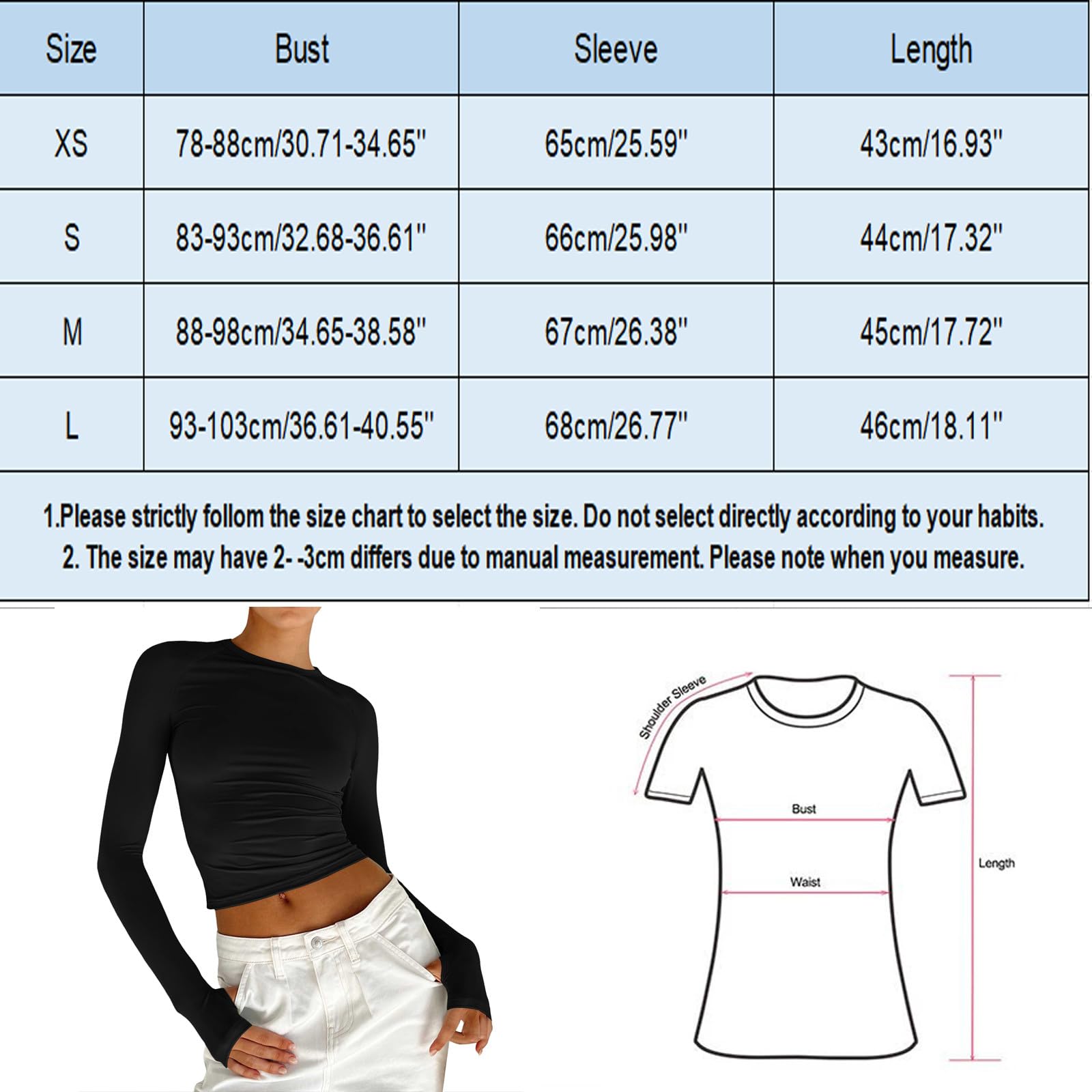 AKLOPVII Maglietta Crop Top Donna, Maniche Corte, Girocollo, Skinny Fit, Elasticizzata, Per Fitness, Allenamento, Vita Quotidiana, Nero, Taglia S - 2