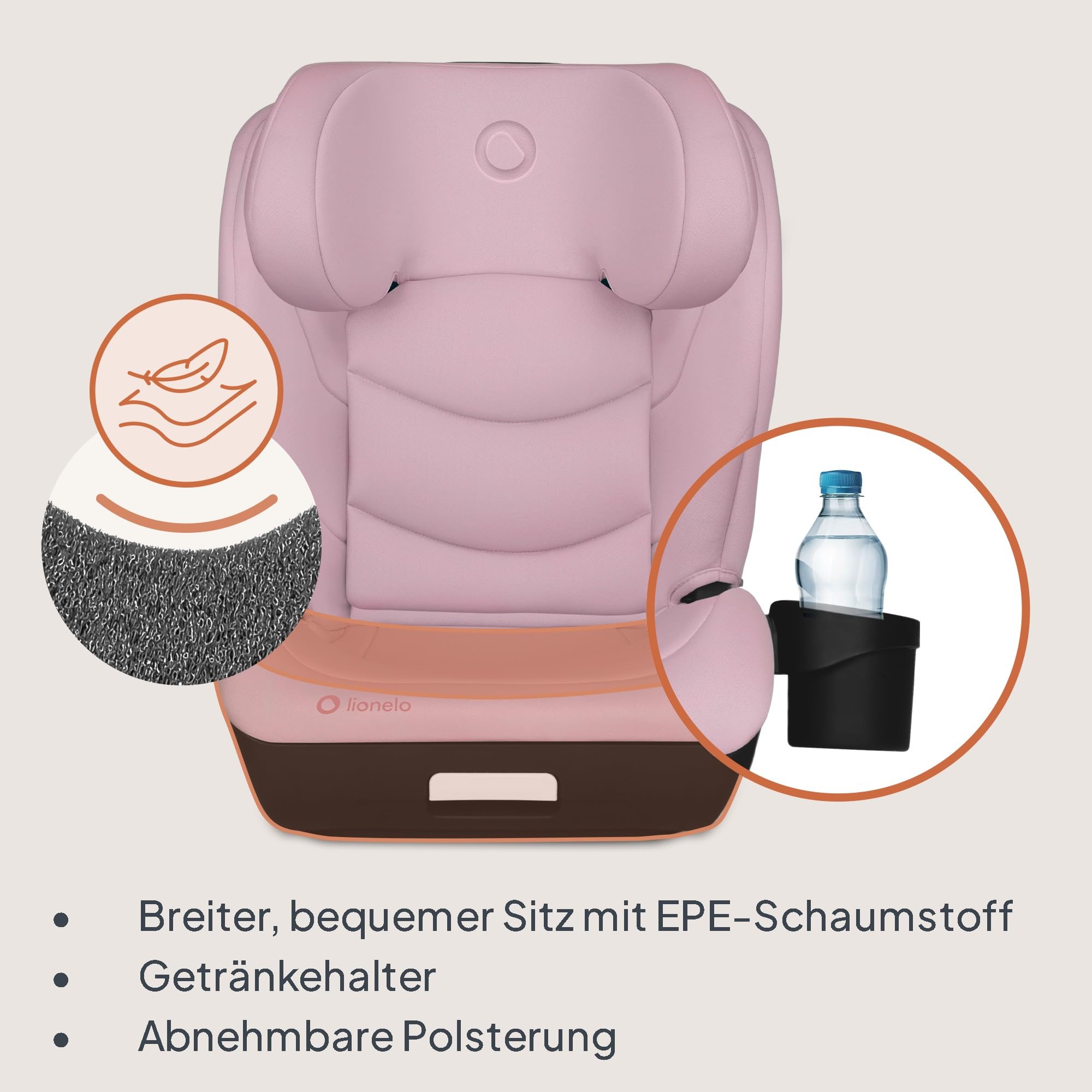 LIONELO NEAL I-SIZE Kindersitz, Gruppe 2 3, von 100-150 cm | Von ca. 3 bis 12 Jahren Befestigung ISOFIX oder ohne Gurte Verstellbare Kopfstütze Seitenschutz Armlehnen Standard R129