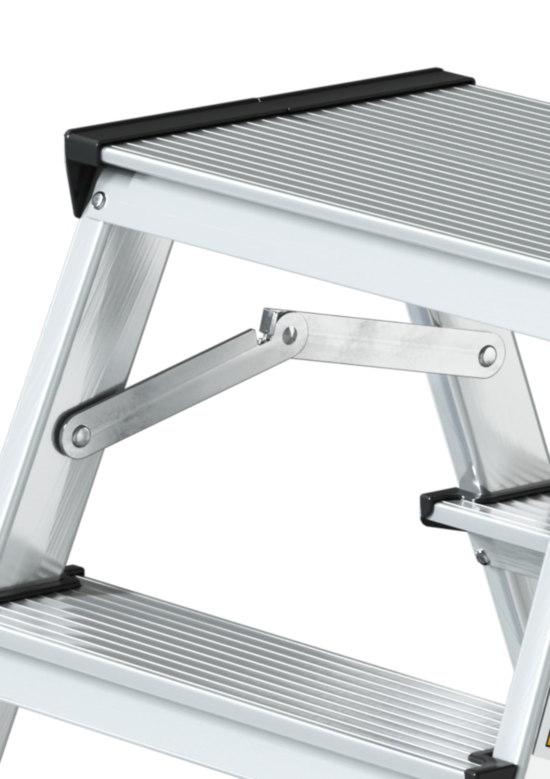 DRABEST Escalera de Tijera peldaños Plegables Escalera de Aluminio Escalera doméstica accesible por Ambos Lados 2x2 peldaños cargable hasta 125 kg