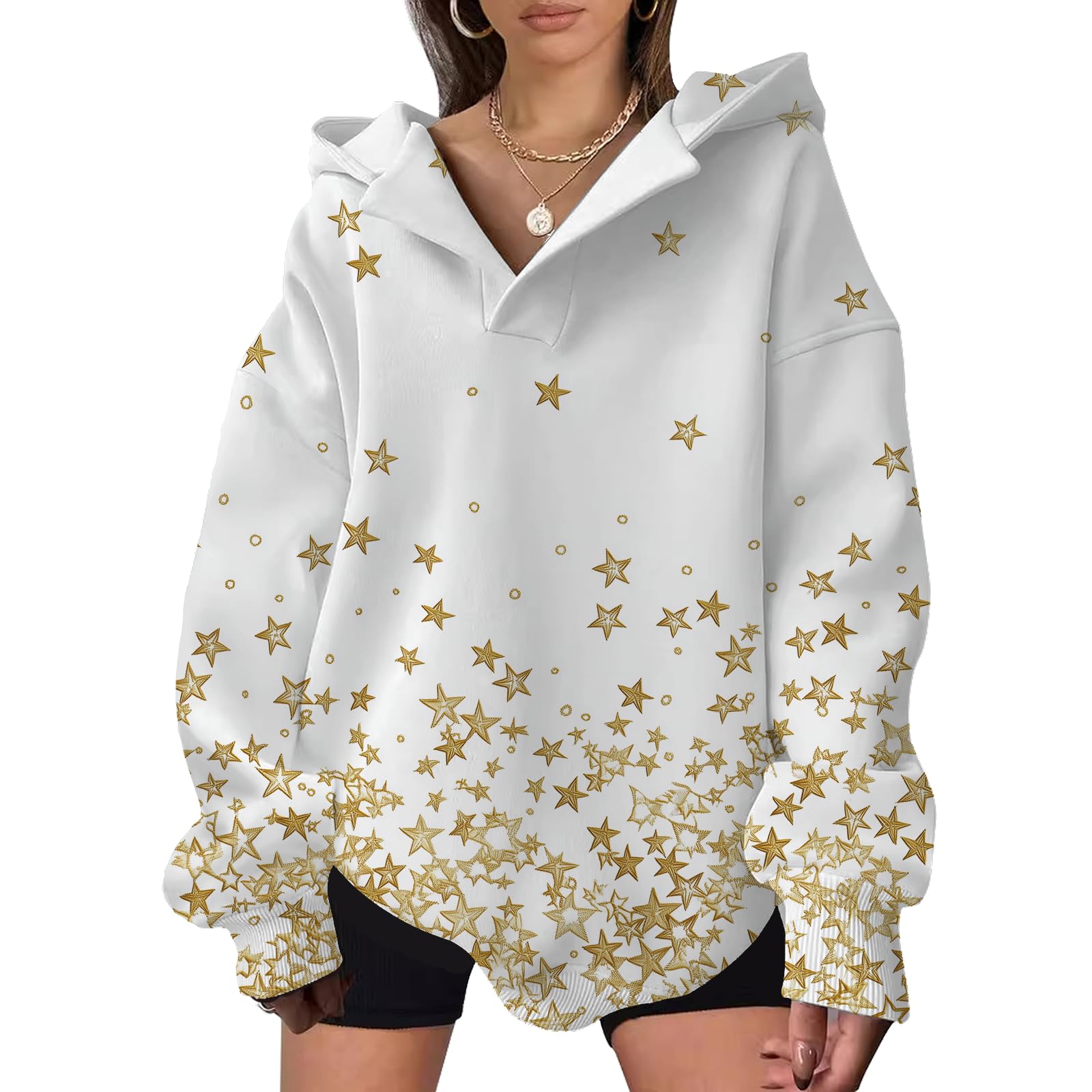 domirica Womens Fashion Hoodies Floral Print Long Sleeve Casual Sweatshirts Oversized Comfy Pullover Tops