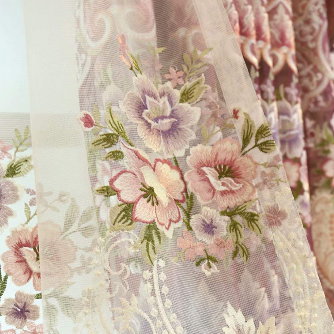 幅150cm レースカーテン ピンク 北欧オーダーカーテン 透け感 ヨーロピアン