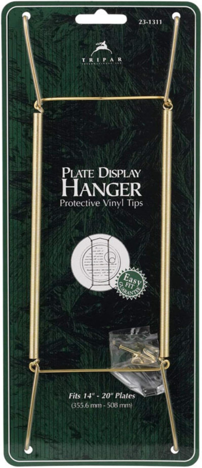 Tripar Wall Plate Hanger, Brass Wire (14-20 Inch) - Durable, Flexible Coils Conform to Most Plates - Holds Up to 2lbs on Wall - Features Clear Coated Vinyl Tips and Sleeves to Prevent Scratches.