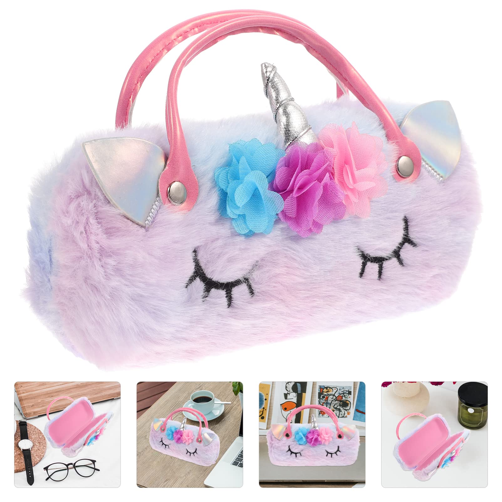 3pezzi Custodia Per Forma Di Unicorno Peluche Portatile e Resistente Per Ragazzo Ragazza Astuccio Per Sole e Maneggevole e Facile Da Aprire Per Ragazze