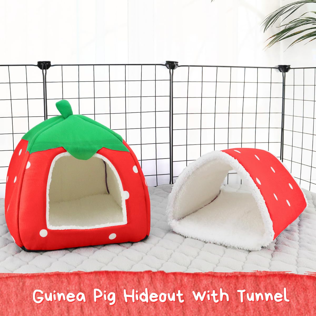 Pink Guinea Pig Hideaway Cube LUCKITTY Bed - Chew-Proof Cozy House With Ventilation (Pink Print) Guinea Pig Hideout