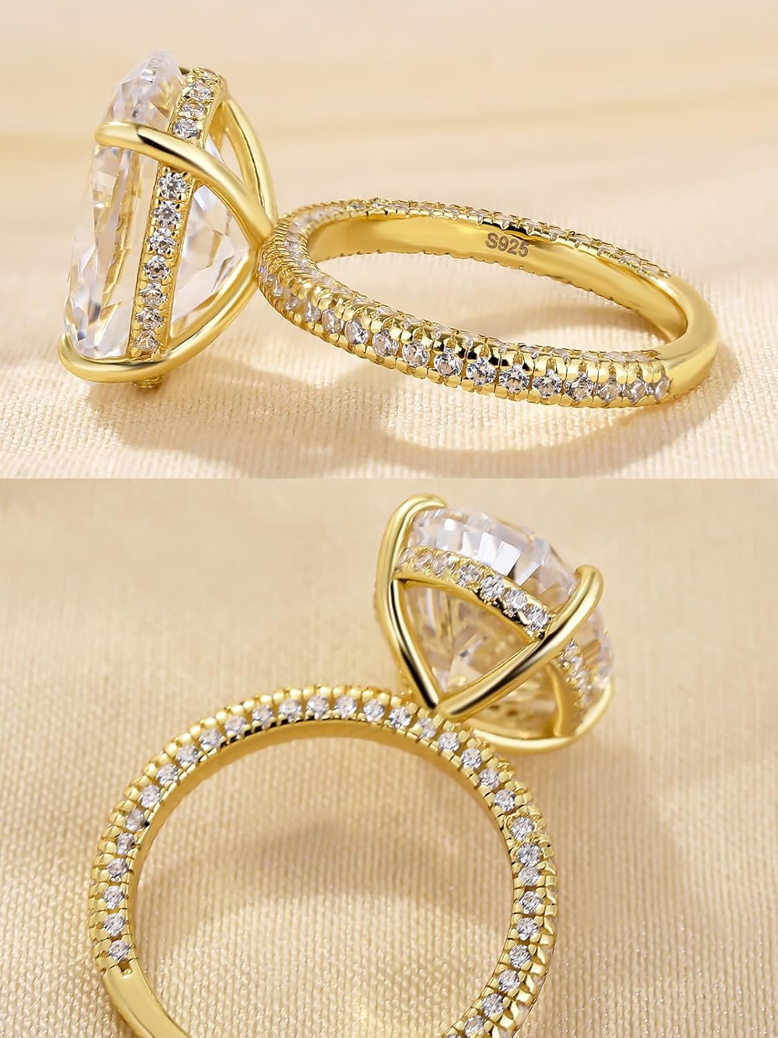 5.0/8.0CT Excellent Oval Cut Engagement Ring,D-Color VVS Big CZ Gemstone S925 Promise Ring - Image 7