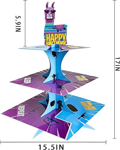 Miniatura 5 de Suministros para fiesta de cumpleaños de videojuegos, soporte de 3 niveles para cupcakes para niños, fanáticos de los juegos, decoraciones de