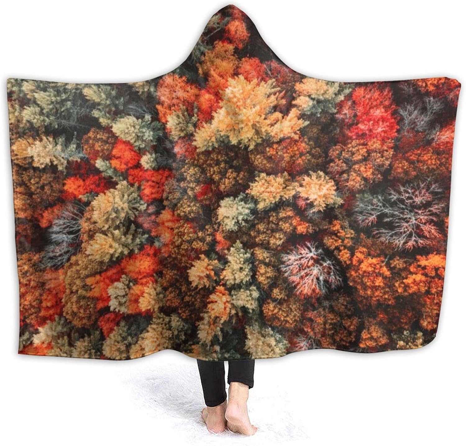 Autumnal Forest Aerial View Hooded Blanket Slothy Sloth