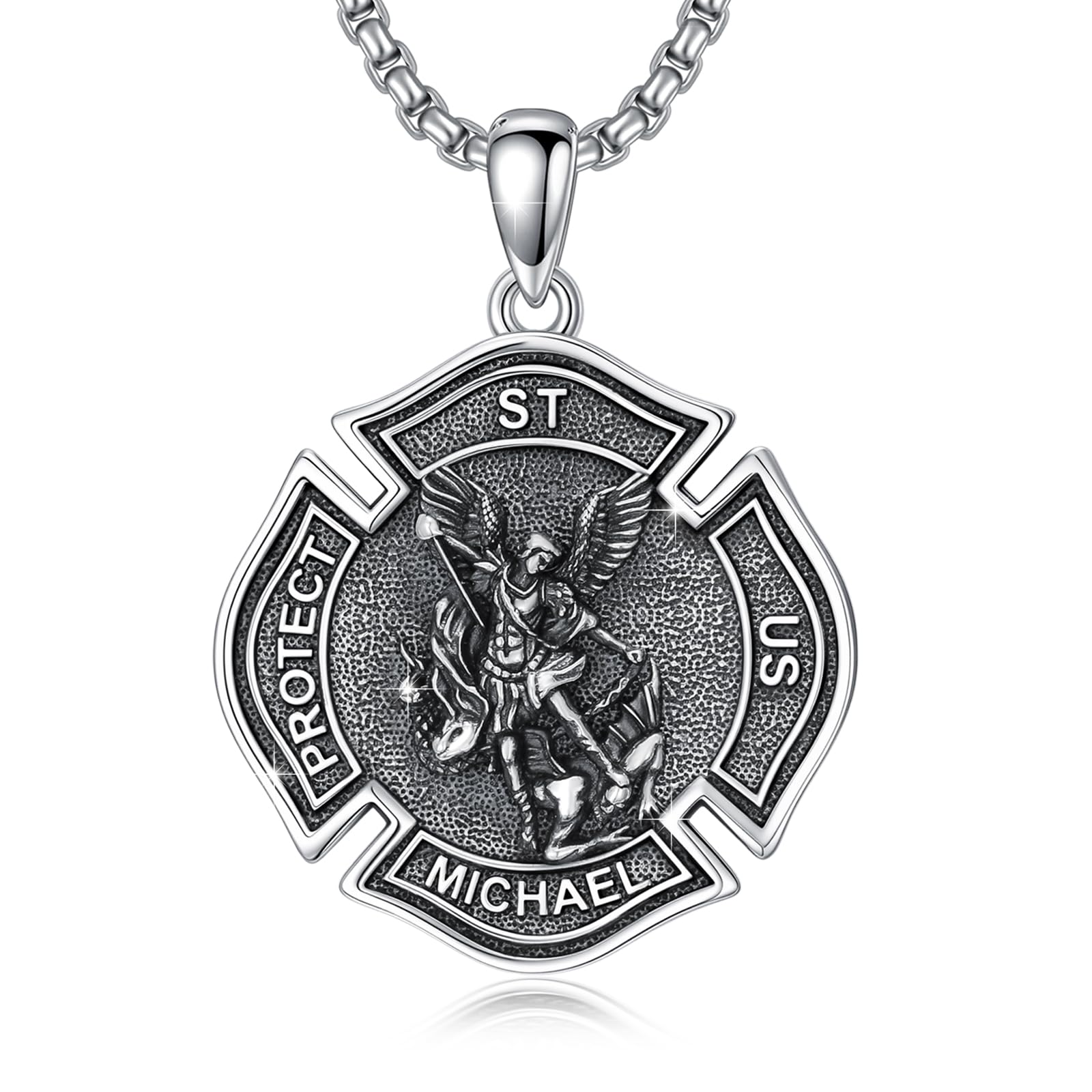 Collier St Michael en argent sterling 925 pendentif amulette chic - 8