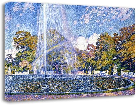Amazon 新印象派のウォールアート写真 有名な絵画の複製 キャンバスに印刷します Van Rysselberghe サンスーシの噴水60x84cm 24x33in 額装 ウォールステッカー オンライン通販