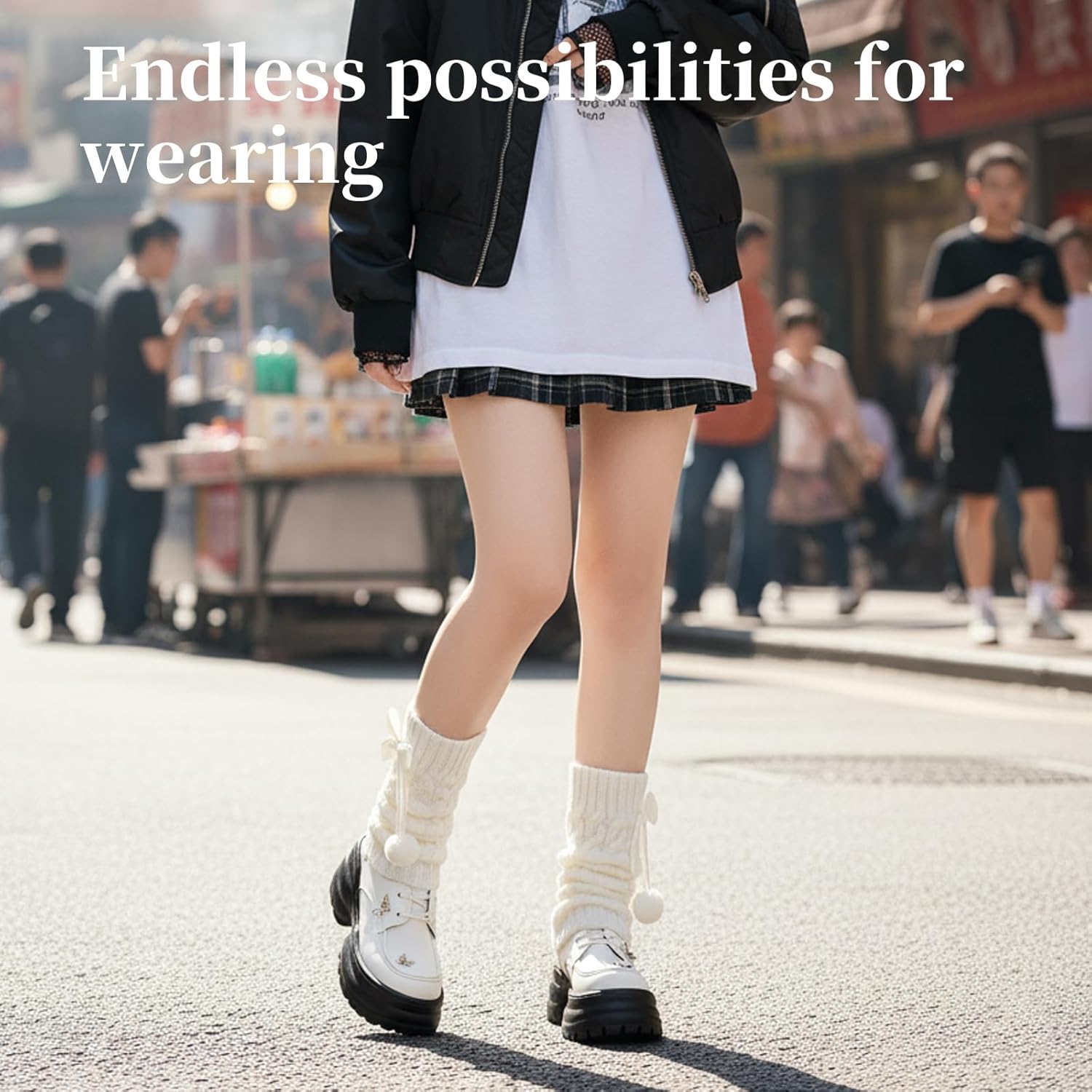 3 Pairs Y2K Leg Warmers,Cute Leg Warmers,Set with Pink Bandage, White Ball, and Multi-Layer Lace - Image 5