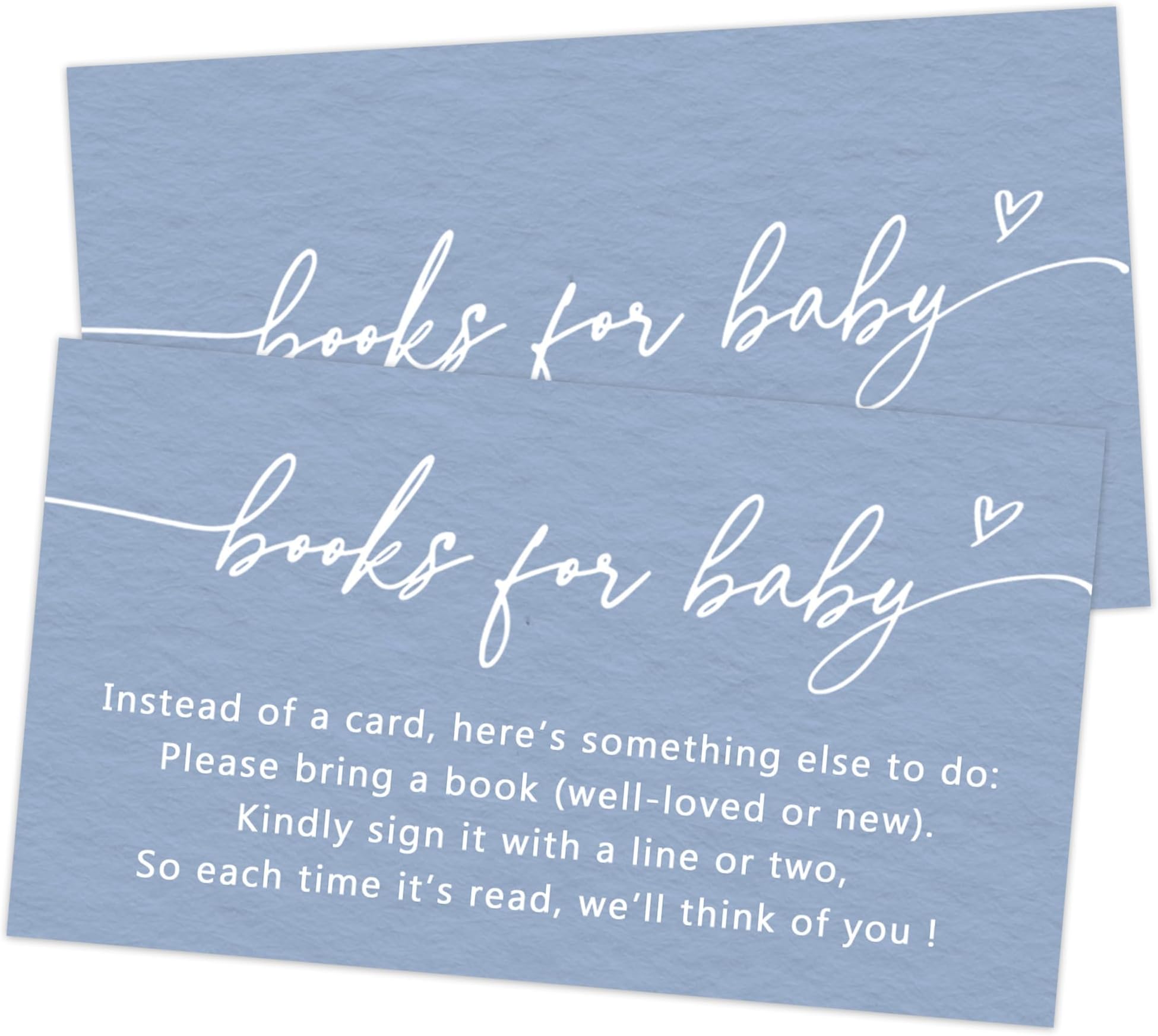 50 Pack Book for Baby Cards Set-Blue, Bring a Book Instead of a Card Baby Shower, Unique Gift Idea, Party Supplies, 3.5 x 2 Inches, Minimalist-A011