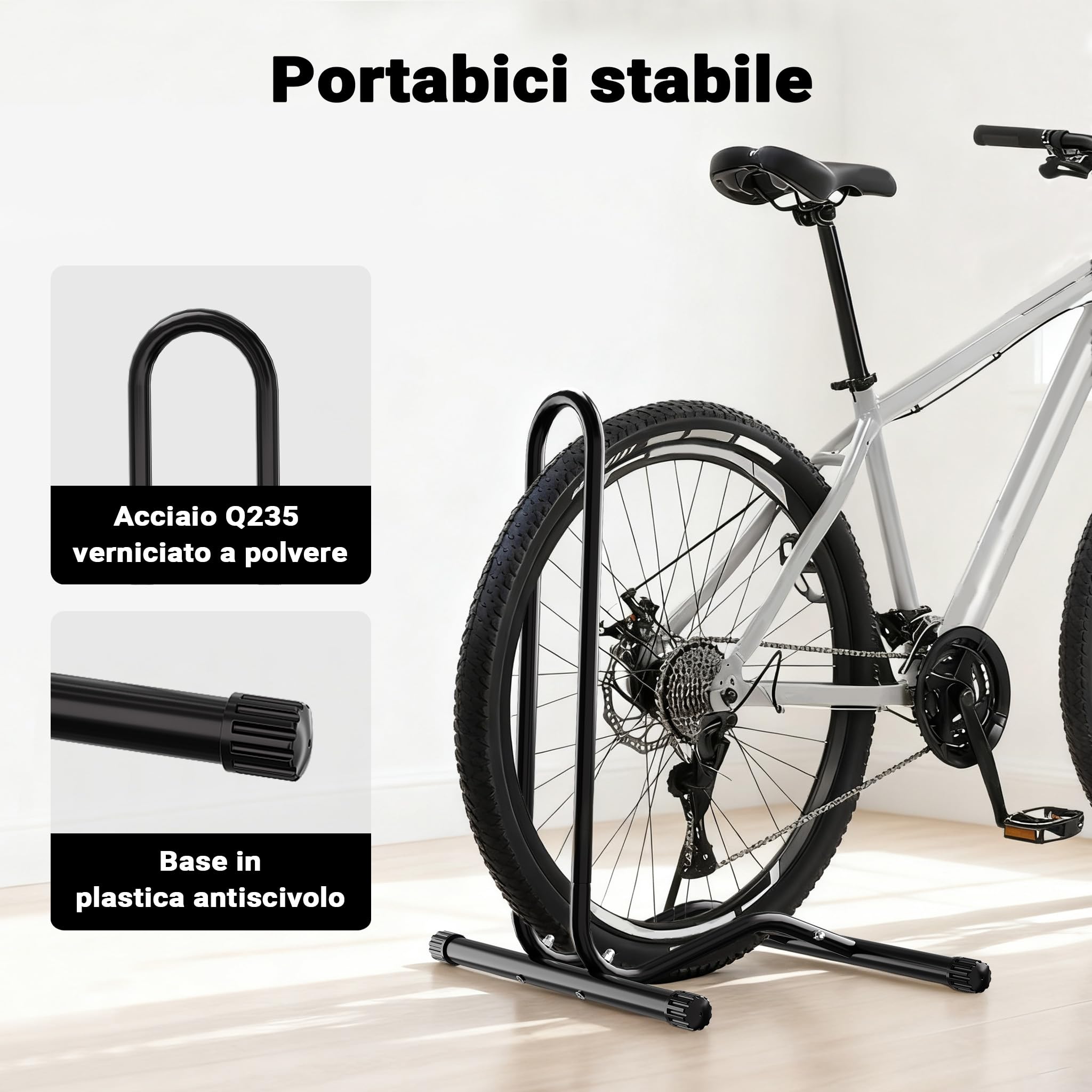 Portabici Mobile 1 Bicicletta Cavalletto per riparazioni/Montaggio per Pneumatici Larghi 60mm