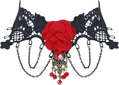 Charmian Womens Steampunk Accessories Costume Cosplay Lace Choker Beads Chain Decorative Necklace