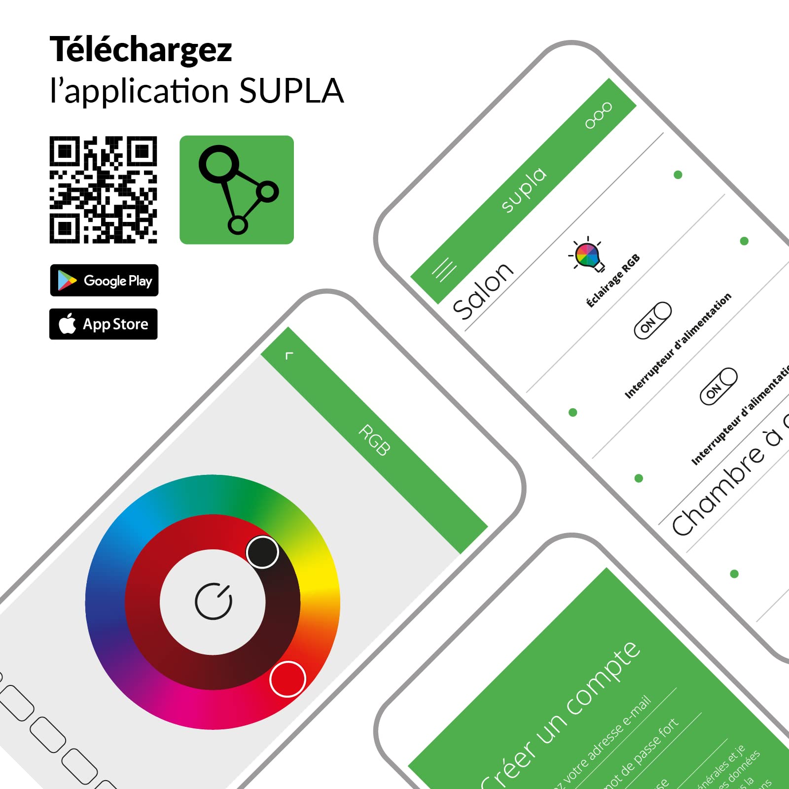 Supla Zamel - Module de contrôle de lampes LED RVB Wi-Fi SLW-01 I contrôle via connecteurs ou application mobile I contrôle d'une seule barre ou d'un groupe d'appareils