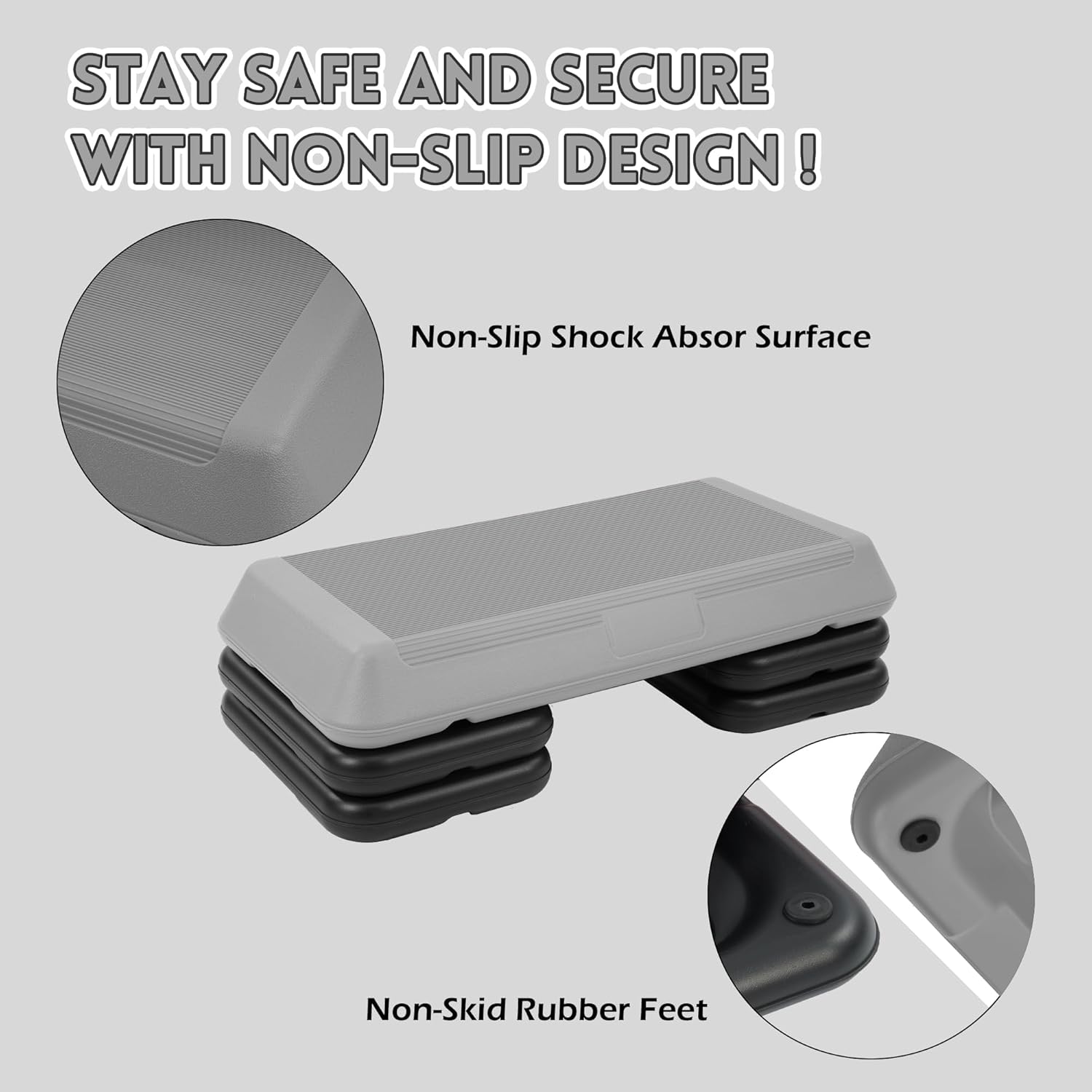 Step Aerobic Platform, Exercise Step with levels Adjustable Height, Stackable Risers, Fitness Training Workout Stepper for Home Gym, Cardio Strength, Multiple Size & Color