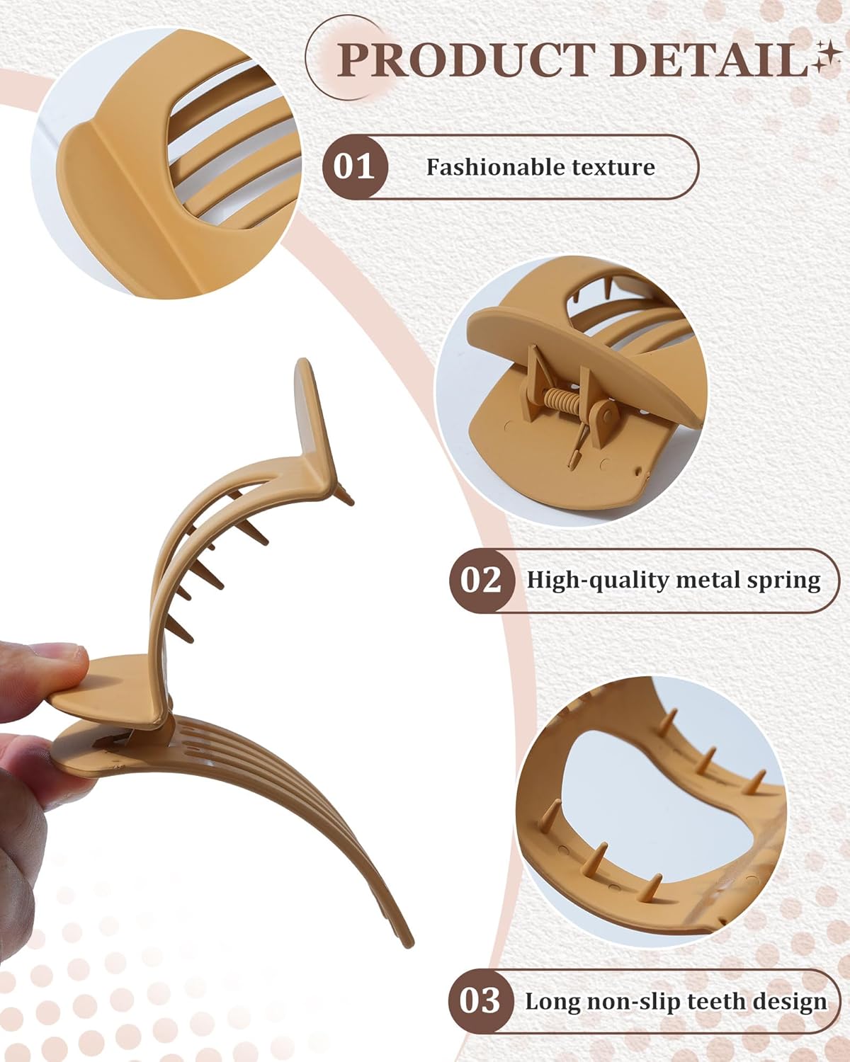 6 Pack Flat Hair Clips for Women, No-Slip Flat Claw Clips,Large Strong Hold Square French Claw Clips for All Hair Textures(Glossy Leopard Print 2) - Image 5