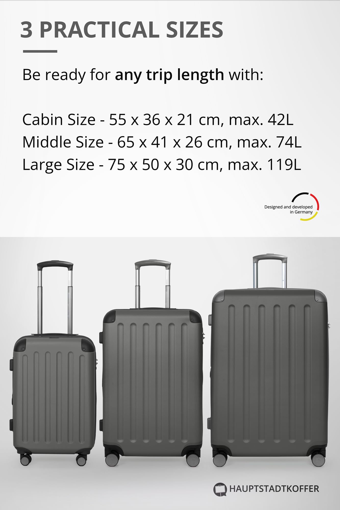 HAUPTSTADTKOFFER - Spree - Maleta rígida, Trolley expandible, Equipaje de Viaje, 4 Ruedas Dobles, TSA, 65 cm, 74 litros, Champán — view 468