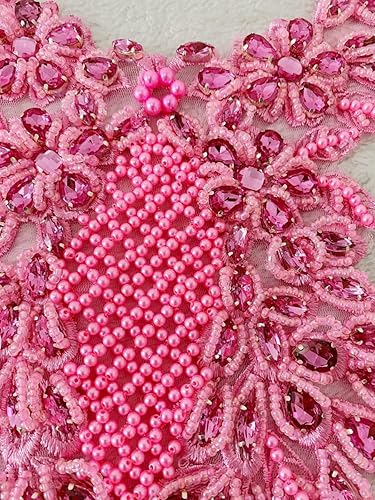 Miniatura 27 de Piedras de imitación hechas a mano de encaje apliques de costura a mano Parches Recorte para vestido Ropa Falda Escote Accesorios (negro)