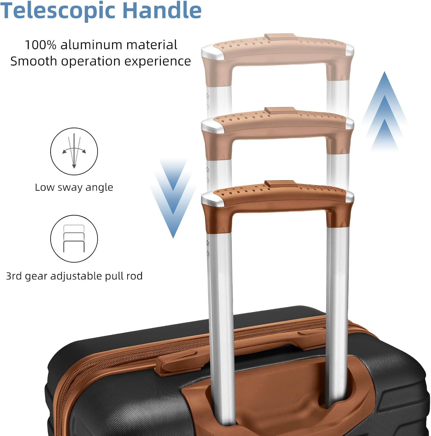 LARVENDER Luggage Sets 3 Piece, Hardside 20 Inch Carry on Luggage Airline Approved Suitcase Set with Spinner Wheels TSA Lock, Lightweight Rolling Suitcase for Men and Women, Black 3 piece set Black 20inch image 6 of 8 B0DF2PVJHX