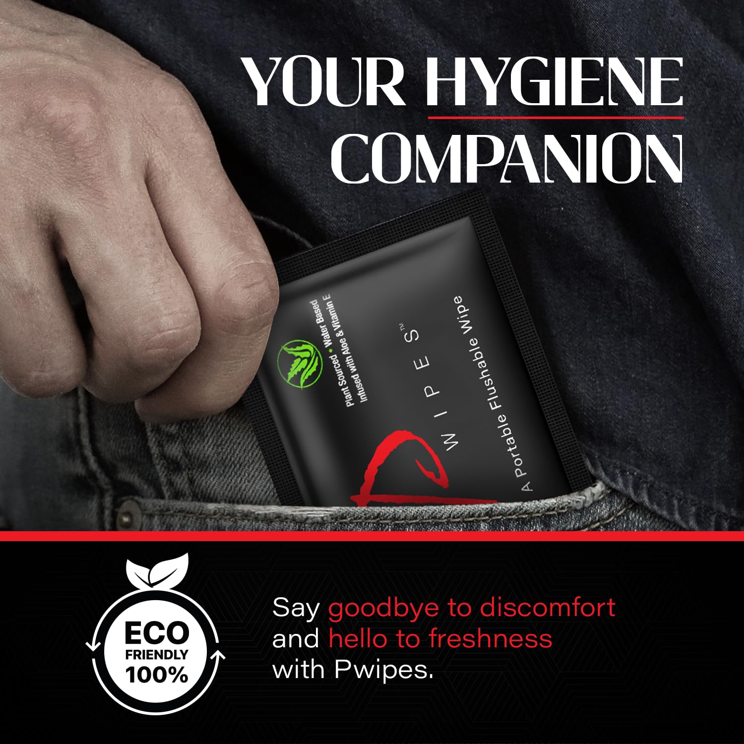 Flushable Wipes | Individually Wrapped | Adult Wet Wipes | Unscented with Vitamin-E & Aloe | Plant Based and Biodegradable | Septic and Sewer Safe | (33 On-The-Go Single Portable Wipes)