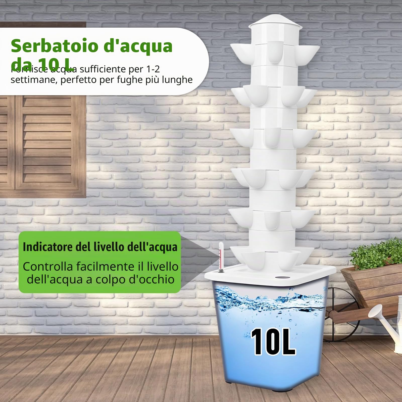 Sistema di coltivazione idroponica 30 baccelli Giardino a torre idroponica per erbe, frutta e verdure da interno, kit di coltivazione aeroponica con pompa idratante e serbatoio d'acqua mobile per gli