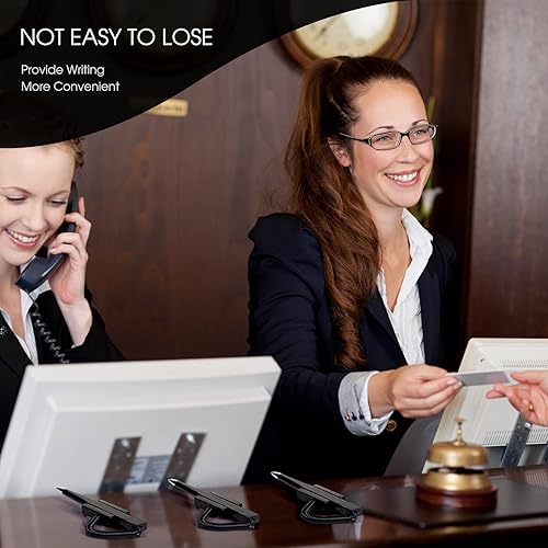 Miniatura 5 de Teling 100 bolígrafos seguros para mostrador con soporte de cadena, bolígrafos de escritorio, recepción, bolígrafos para el hogar, trabajo, escuela,