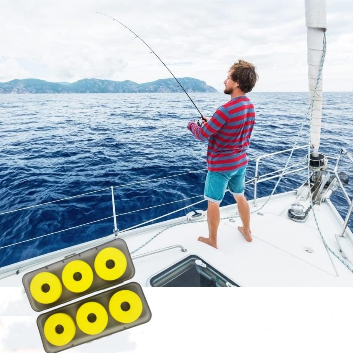 Lenza di Pesca stoccaggio,6 Pezzi Bobine da Pesca in Schiuma Porta Terminali Pesca Bobine Avvolgilenza Schiuma Bordo di avvolgimento di Pesca della Schiuma,con Scatola in Plastica