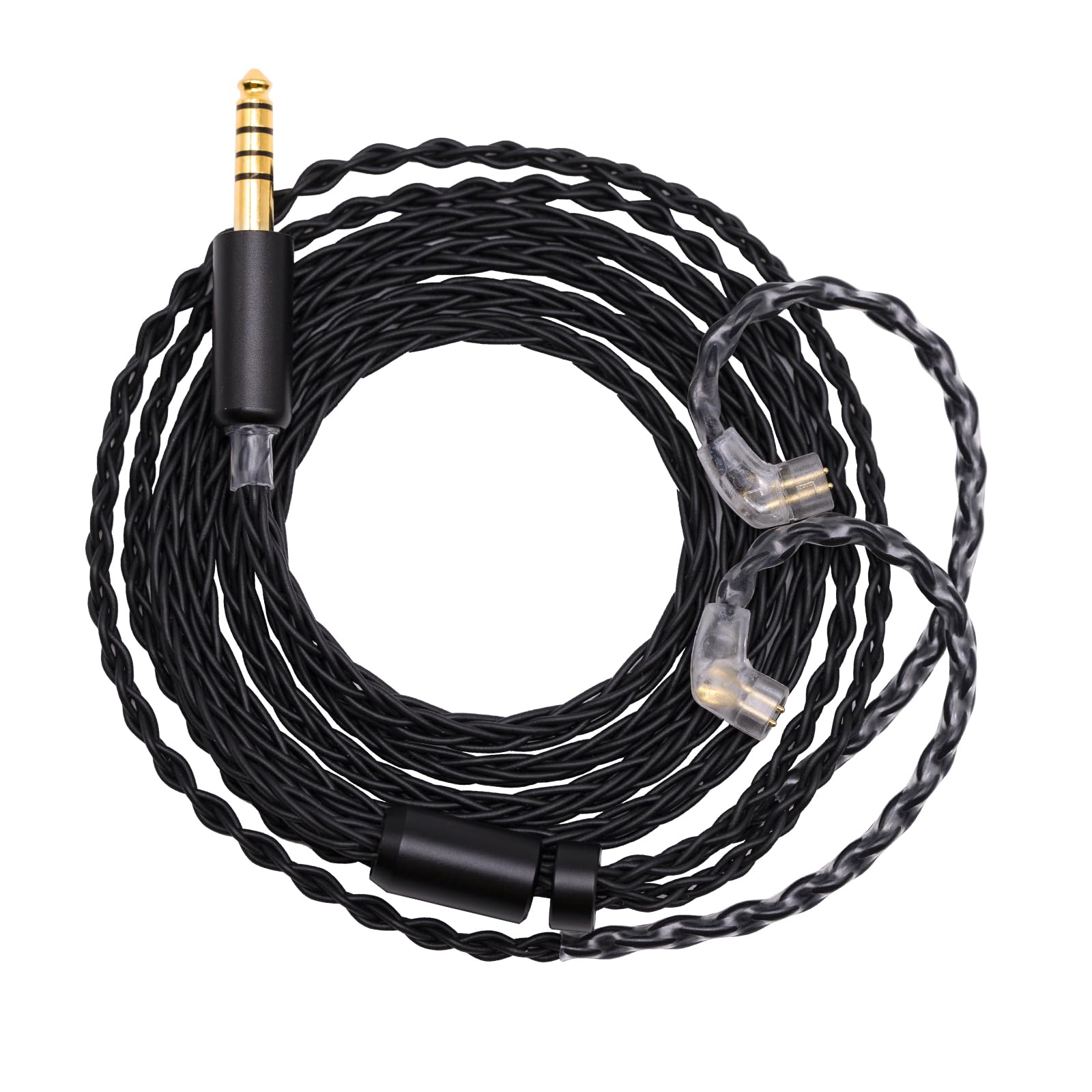 Yongse 2PIN/MMCX/TFZ/QDC IEM Headphone Replacement Cable, 6N OCC 4ft Upgraded Stereo 3.5/4.4mm Balanced Jack, Silver Plated 8 Strand Earphone Earbuds Audio Extension Cord - QDC 4.4mm Without Mic