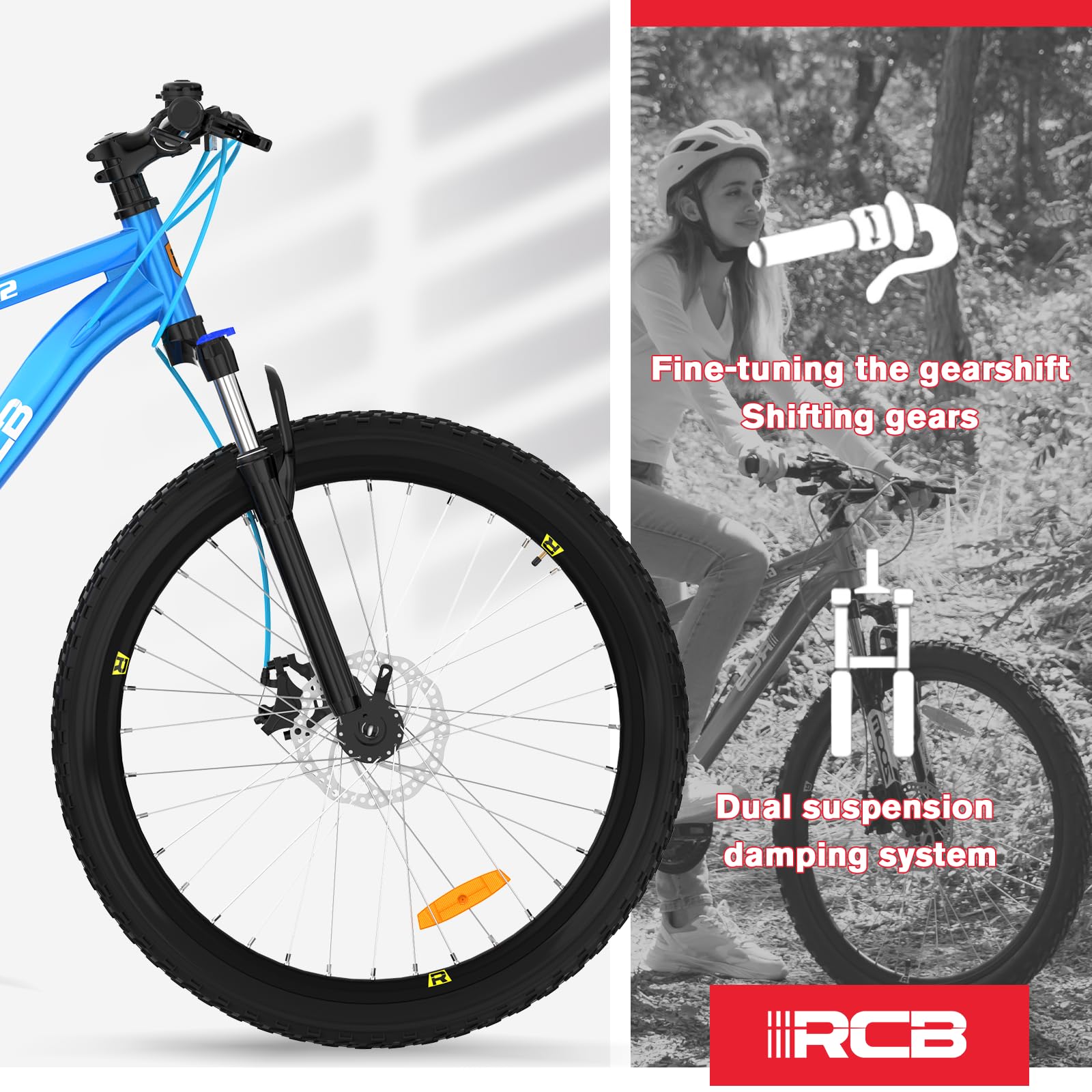 RCB GK2 26" mountain bike, 21 marce, telaio in alluminio, forcella ammortizzata, freno a disco meccanico, porta bevande, ideale per il tempo libero e il fitness, adatto per ragazzi e adulti