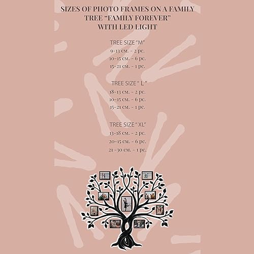 Miniatura 8 de 78.7x71 Large LED Wood Family Tree Wall Decal with Frame Pictures FOREVER, Room Decor Wall Stickers Living Room Decorations for Bedroom Custom