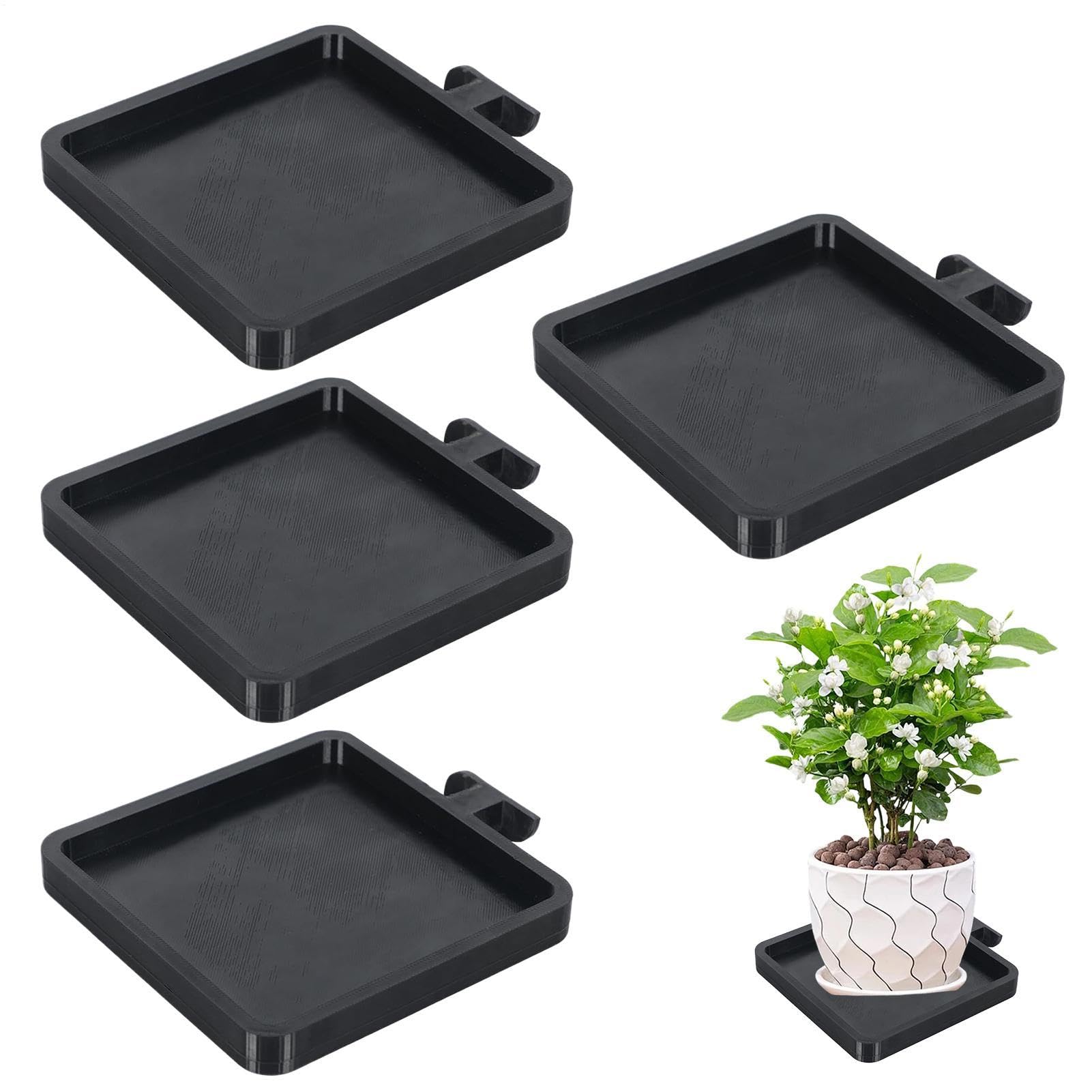 Soporte de pared moderno para salón con juego de 4 piezas de Plant Saucer decorativo