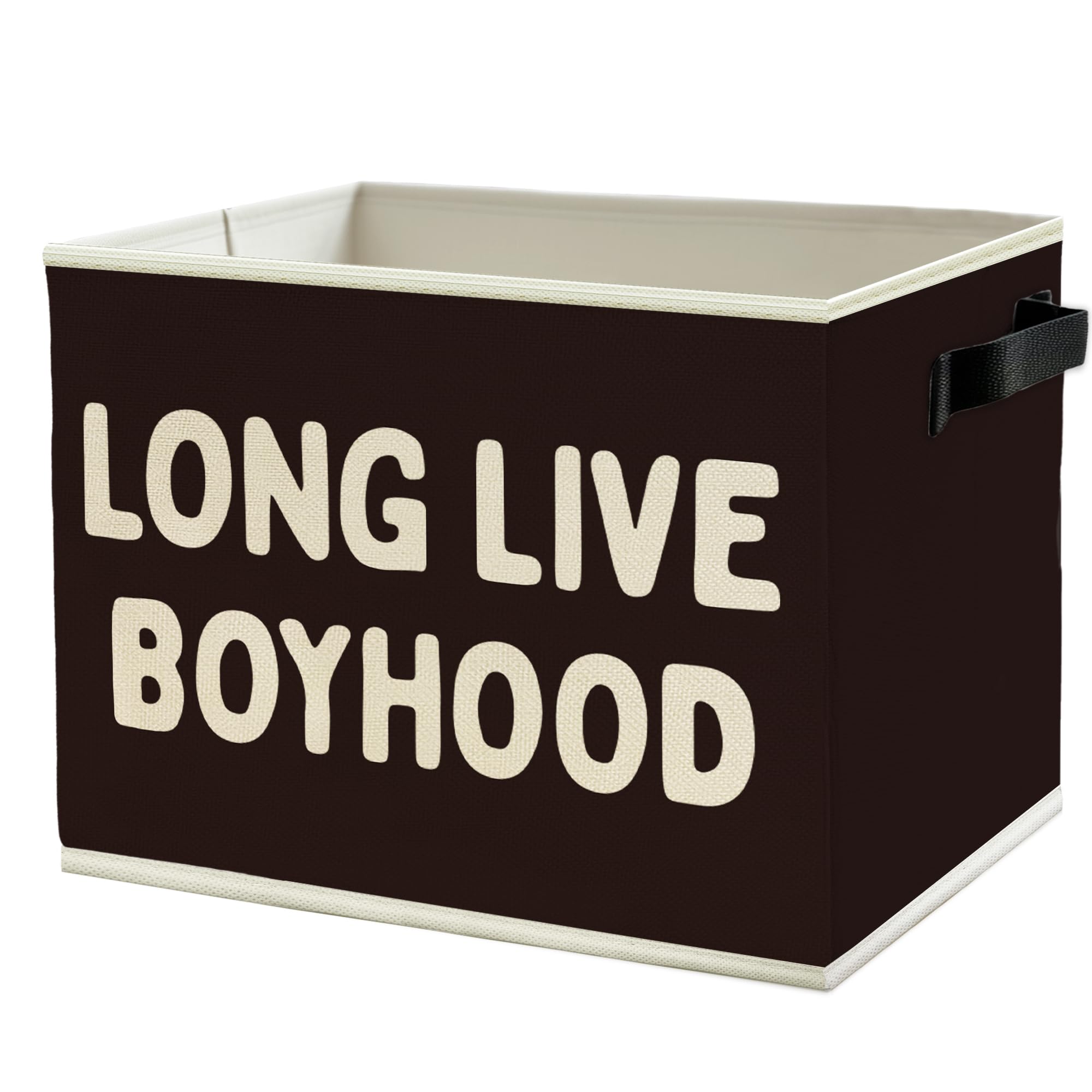 Long Live Boyhood Boys Storage Bins Box with Handles, Pattern Collapsible Basket Organizer for Kids Teen Boy Nursery Room Bedroom Bathroom Playroom Books Clothes