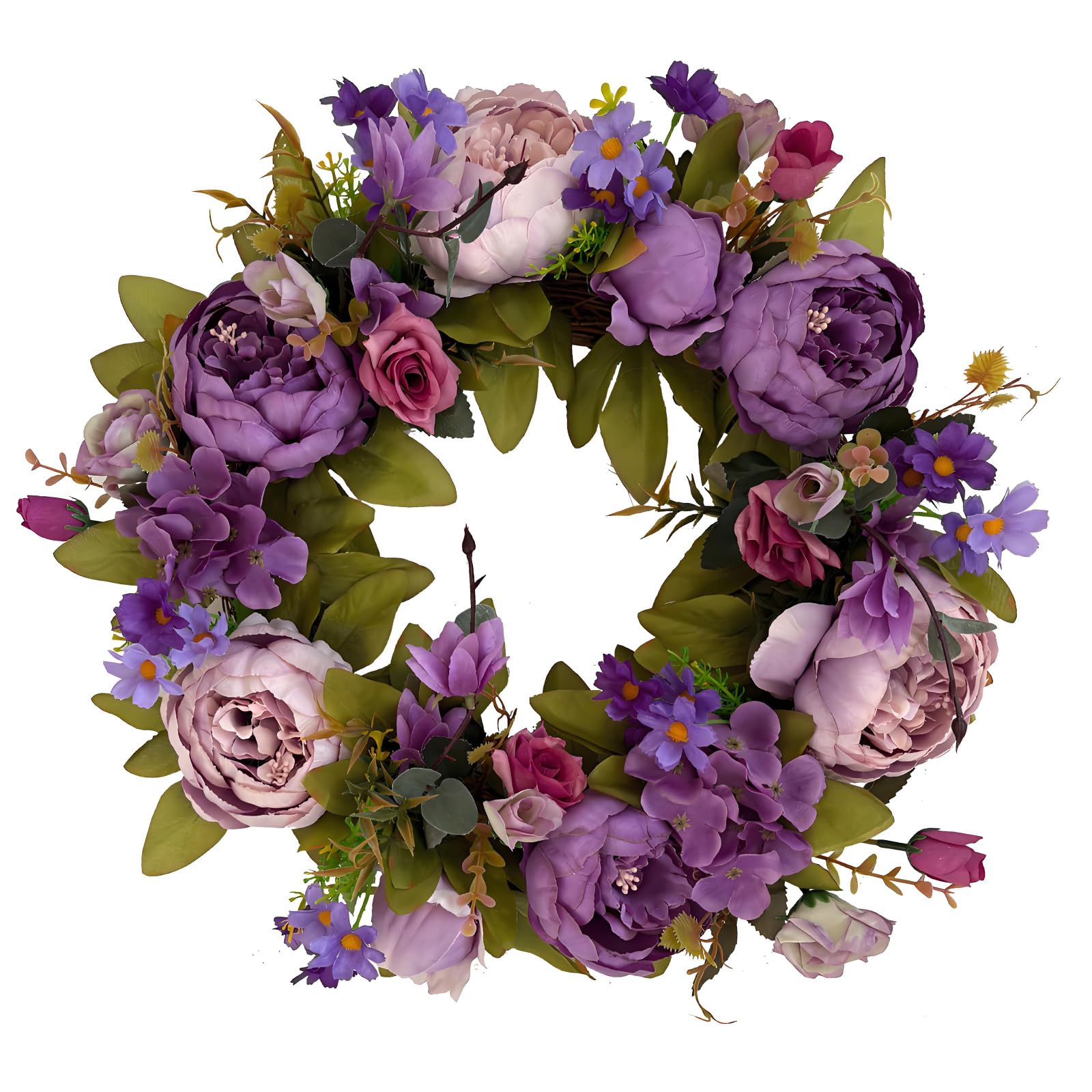 Tsophreniq Realistic Peony Flower Garland Artificial Silk Wreath Decorative Hanging Ornament for Indoor Outdoor Decoration Artificial Flower Wreath Decoration
