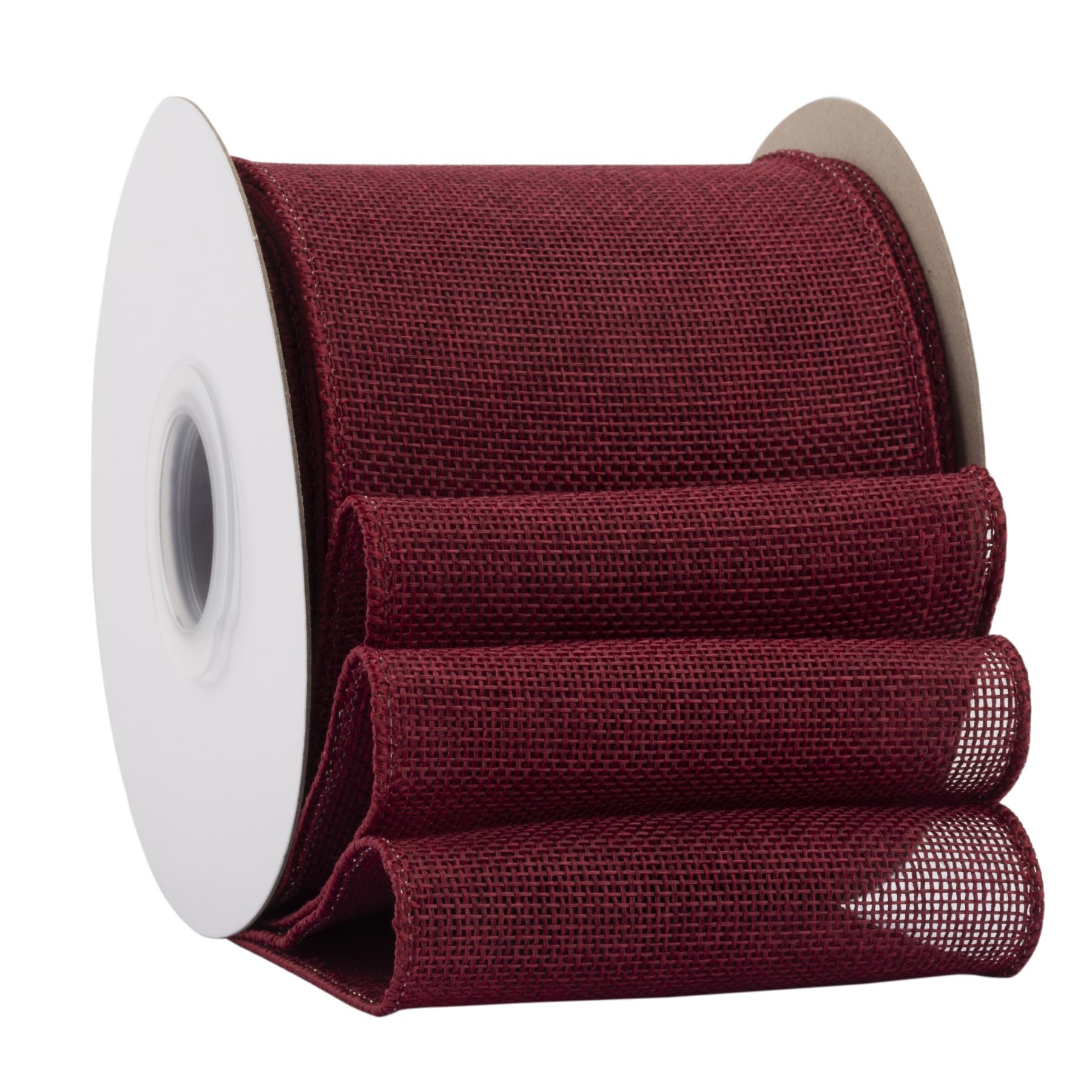Ribbonitlux Burgundy Burlap Wired Ribbon, 100mm x 18 Meters, Wired Edge Burlap Ribbon for Gift Wrapping Big Bow, Wreath