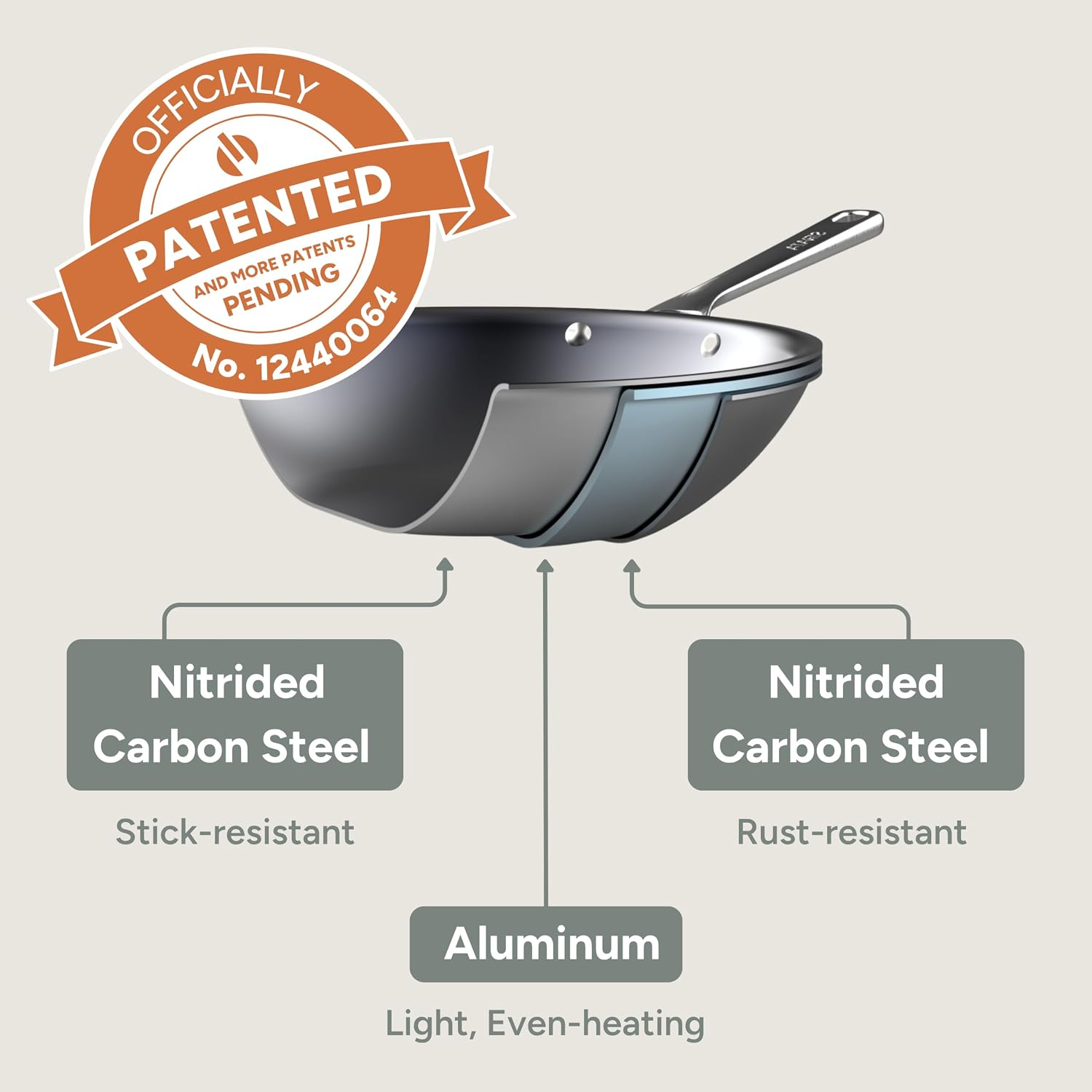 STRATA 12.5" Carbon Steel Clad Nitrided Wok