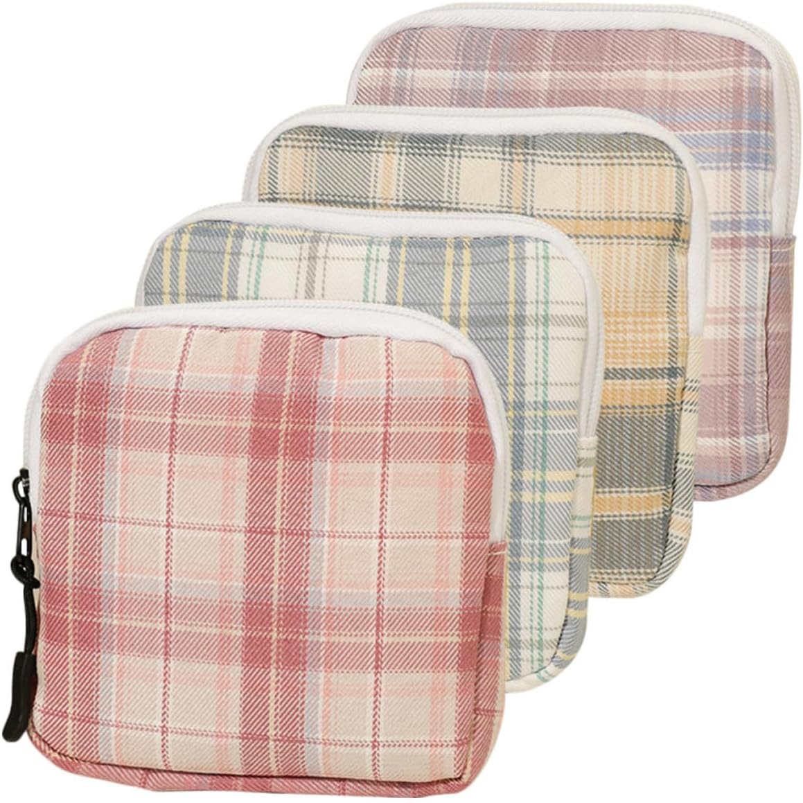 4pcs Sanitary Napkin Bag Cotton Zipper Pouch for Keys and Pads