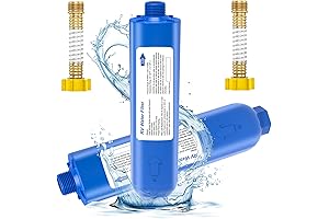 RV Inline Water Filter with Flexible Hose Protector - 2 Pack