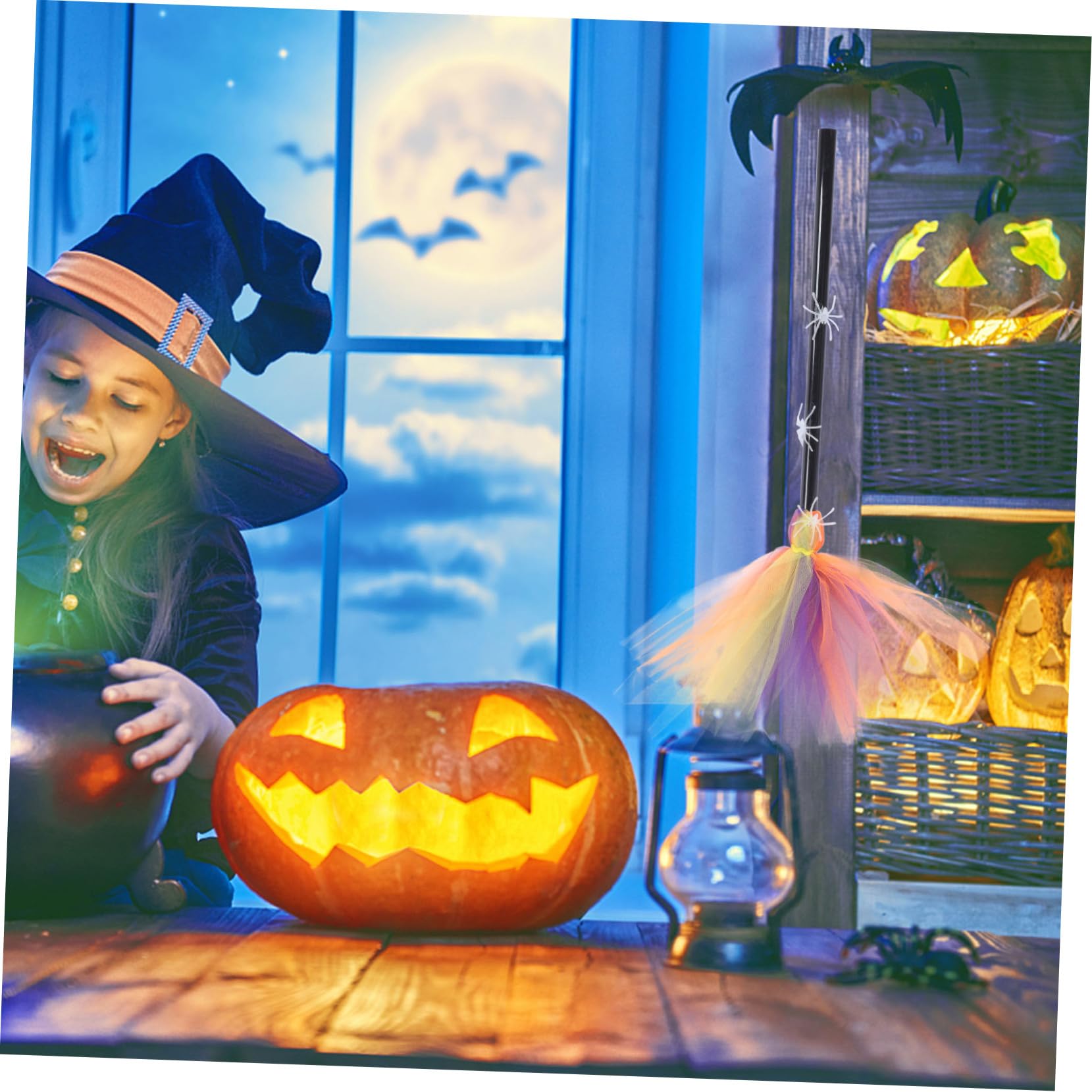 GOOHOCHY 1pc Halloween Broom Halloween Decorations Witch Halloween Small Broom Dress Micro Broom Decor for Halloween Halloween Kid Broom Polyester Child The Witch Make up