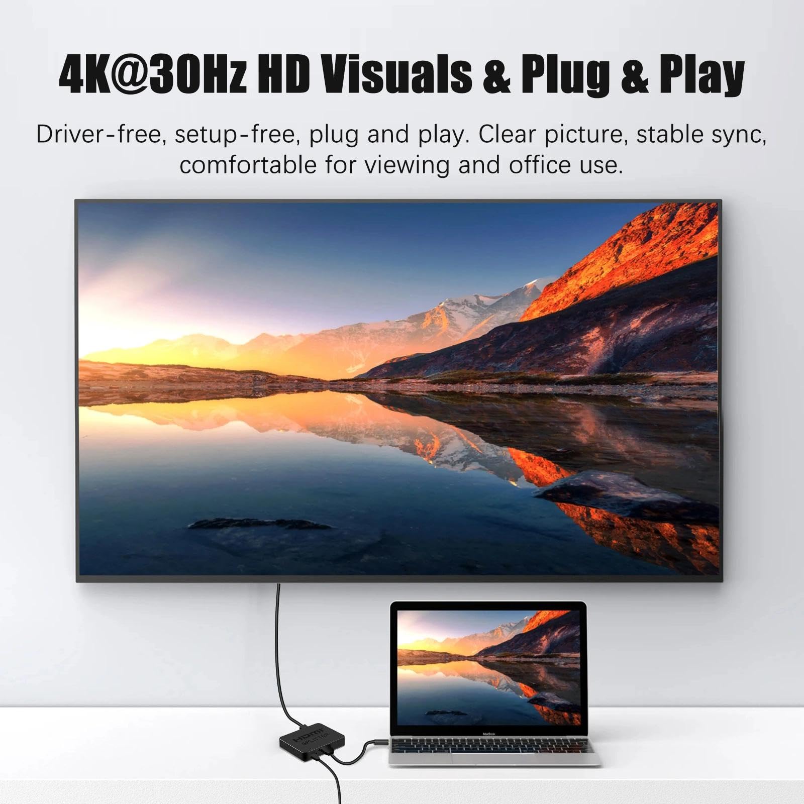 Splitter HDMI 1 in 2 out 4K per 2 monitor, distributore HDMI Full HD per HDTV, Xbox, PS4