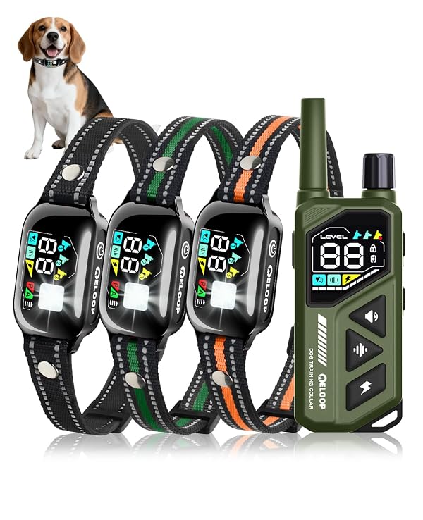 ELOOP Dog Shock Collar with Remote Control, 3300 ft for 3 Dog Training Collar with Beep, Vibration and 99 Static Levels, IPX7 Waterproof E Collar for Small, Medium and Large Dogs by ELOOP - Used condition - US$81.22
