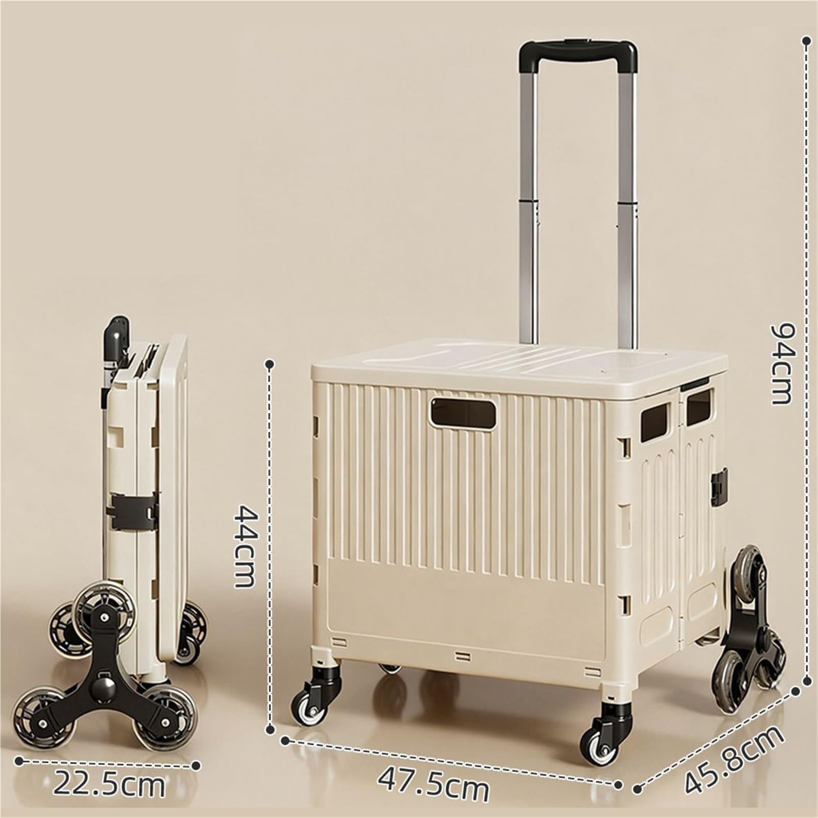 Schwerlast-Klappkarre Zusammenklappbarer tragbarer Treppensteig-Einkaufswagen mit Rädern for zu Hause Paletten- und Transport auf Rädern(Grigio)