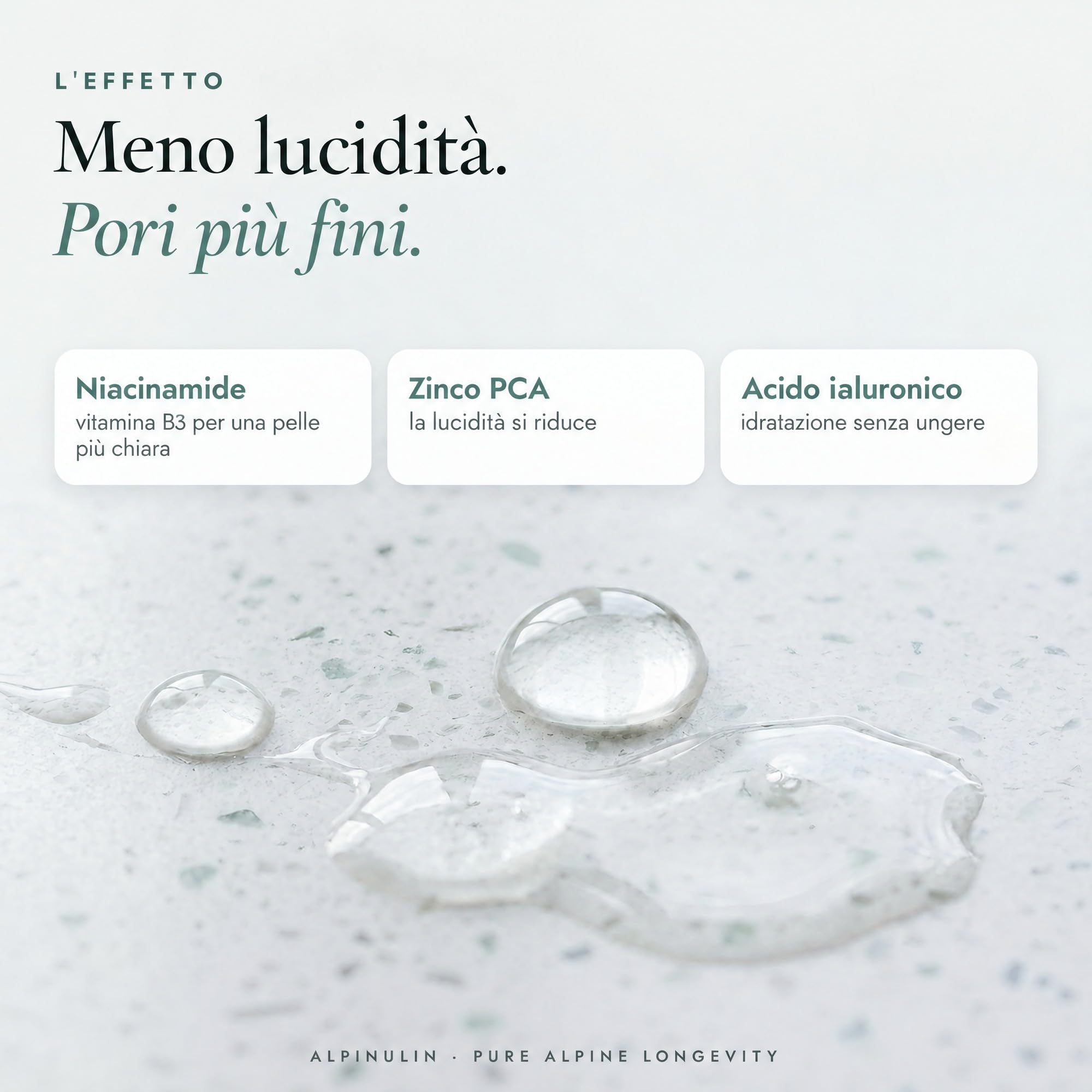 ALPINULIN Purifying Peak Niacinamide siero 20 ml vegano – siero per la cura della pelle impura con niacinamide, acido ialuronico, zinco PCA, estratto di rosa alpina ed estratto di stella alpina