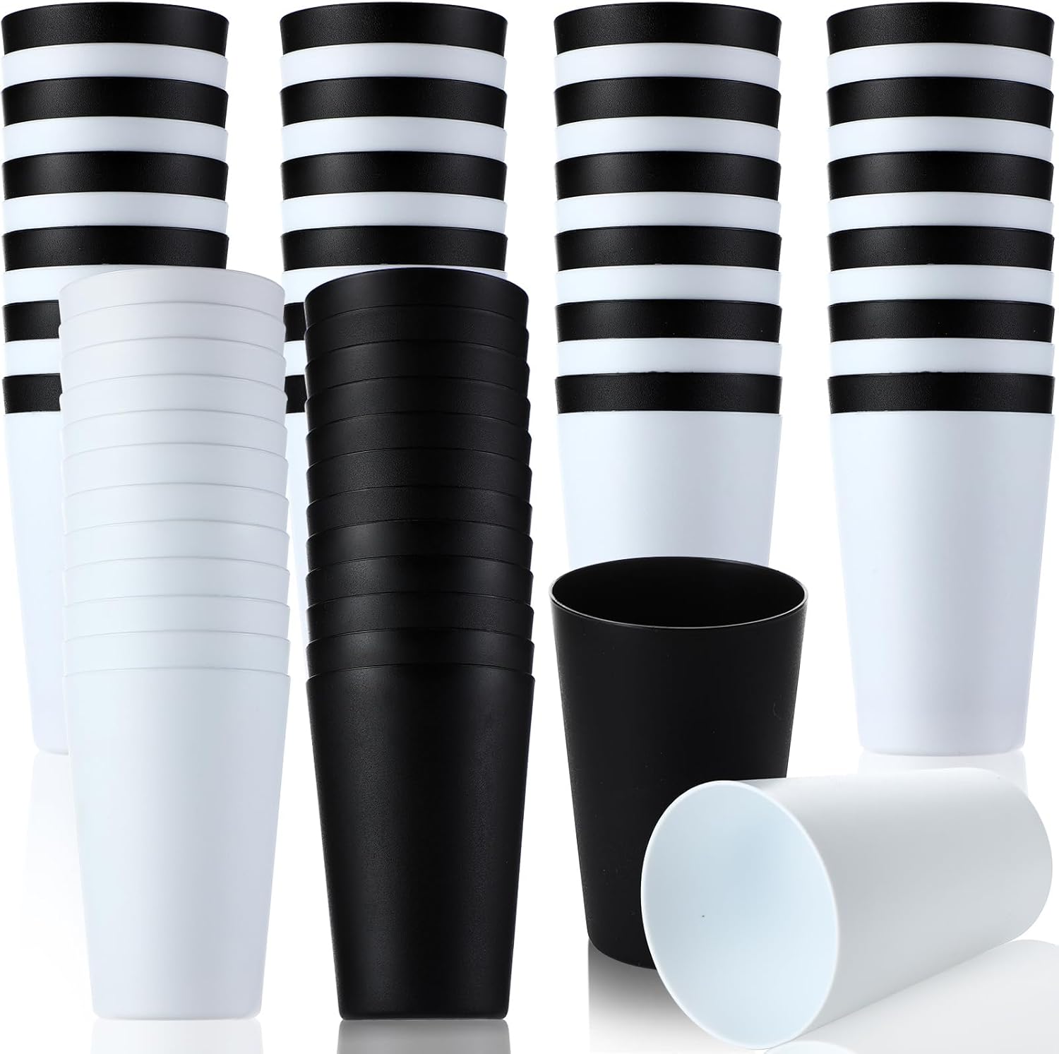 Potchen 60 Pieces Plastic Cups Kids 8.5 oz Reusable Children Drinking Cups Juice Tumblers for Toddler Adults for Parties School (Yellow,Orange,Red,Purple,Green,Dark Blue)