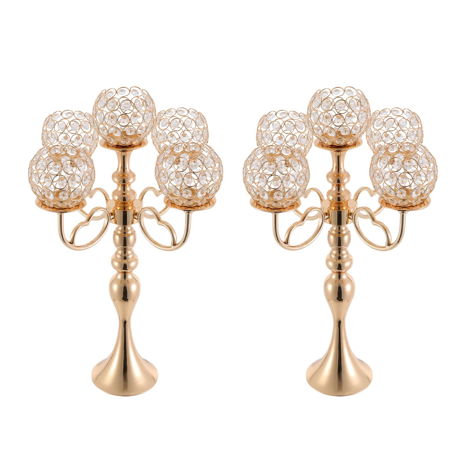 MhdunueSK 2 Pack 5 Arm Crystal Candelabra Centerpieces,21.5