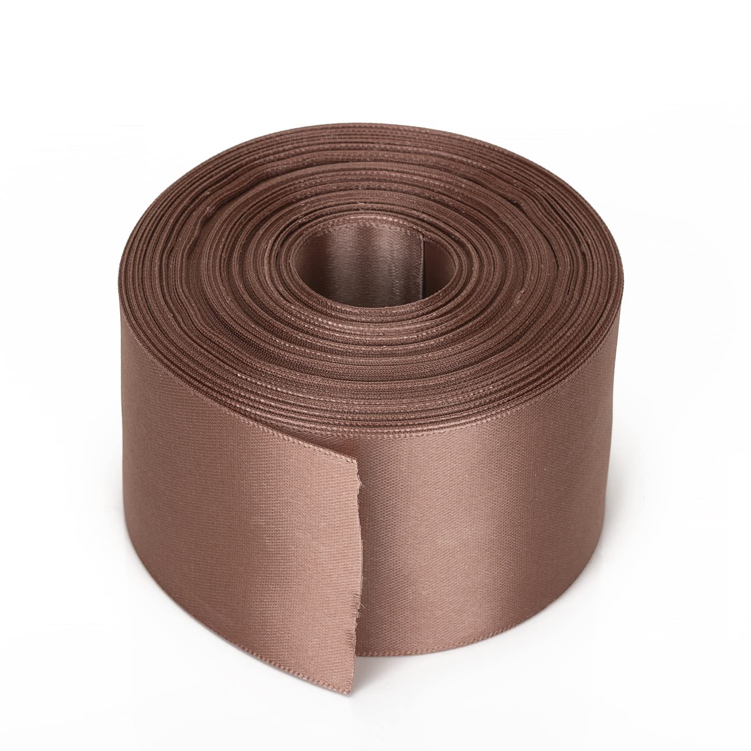 Trimming Shop 50mm Double Sided Satin Ribbon 25 Metres Roll - 100% Polyester Craft Ribbon for Gift Wrapping, Bow Making, Sewing, Wedding Decoration, Hair Accessories & DIY Crafts, Deep Rose Gold โ image 1